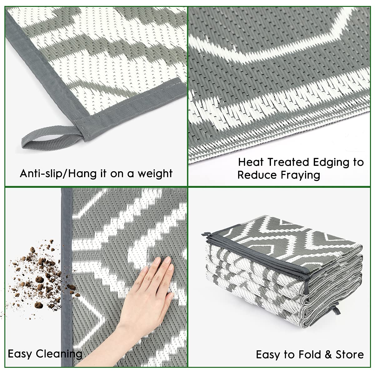 fifame Outdoor Camping Rugs, 9x12 Outdoor Rug Patios Clearance Plastic Straw Rug Weatherproof Reversible Mats, Large Floor Mat for Outdoors, RV, Patio, Backyard, Deck, Picnic, Beach, Trailer, Camping