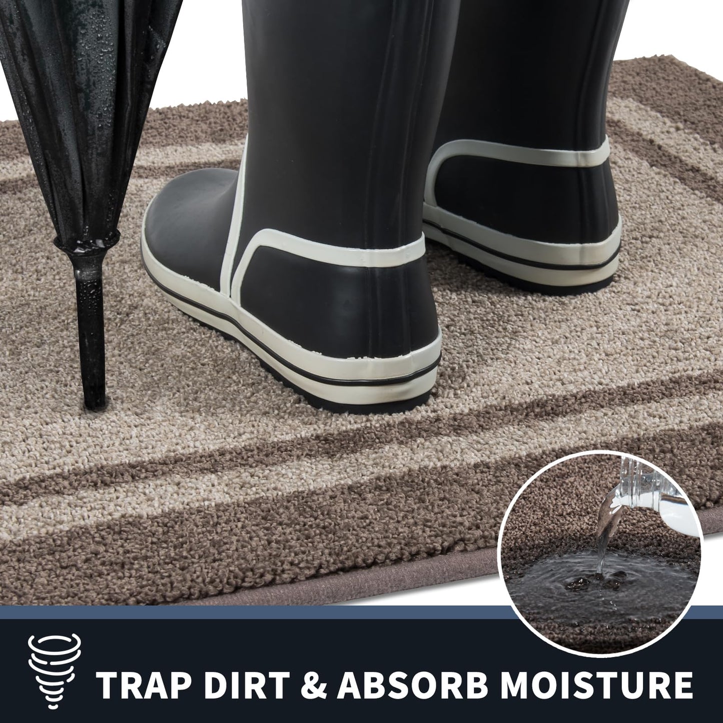 PURRUGS Dirt Trapping Door Mat 20" x 32", Non-Slip Machine Washable Entryway Rug, Entrance Mat, Indoor Front Door Mat, Super Absorbent Entry Rug for Muddy Shoes & Paws, Beige & Grayish Brown