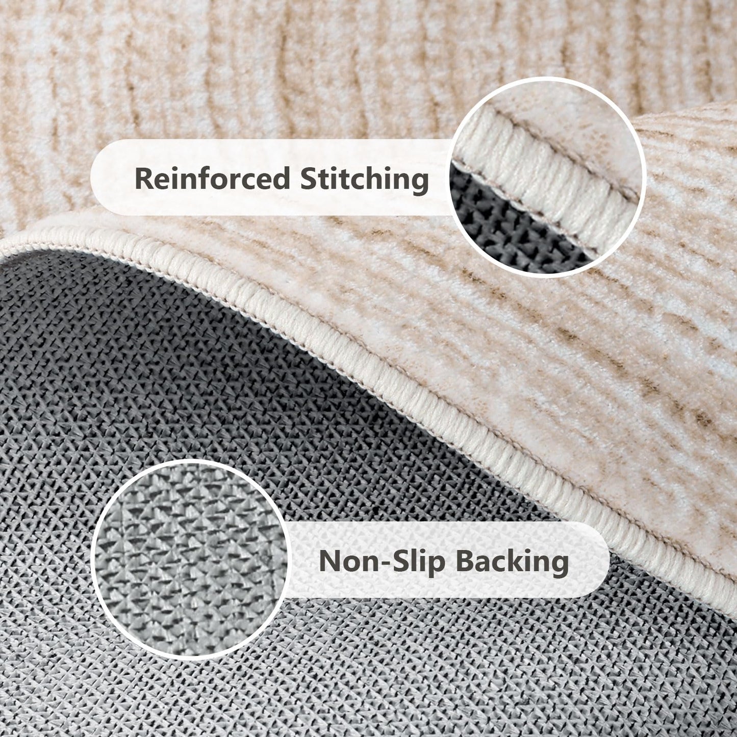 Asrug Imitation Jute Low Pile Round Rug Area Rug Washable Non-Slip Circle Rug Soft Plush Touch Circle Rugs Round for Kitchen Bathroom Living Bedroom Nursery, Carpet 4ft /48 inch/122 cm Khaki
