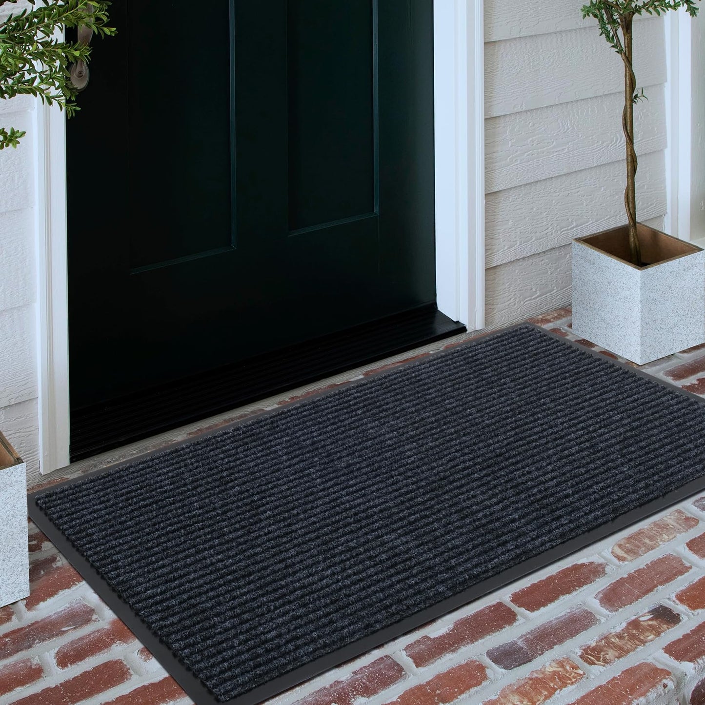 Neiza Front Door Mat 60"x36" Indoor Outdoor Low Profile Rubber Backing Doormat All-Weather Easy Clean Washable Doormats Commercial Entrance Mats for Home Office Patio Porch Garage Garden,Grey