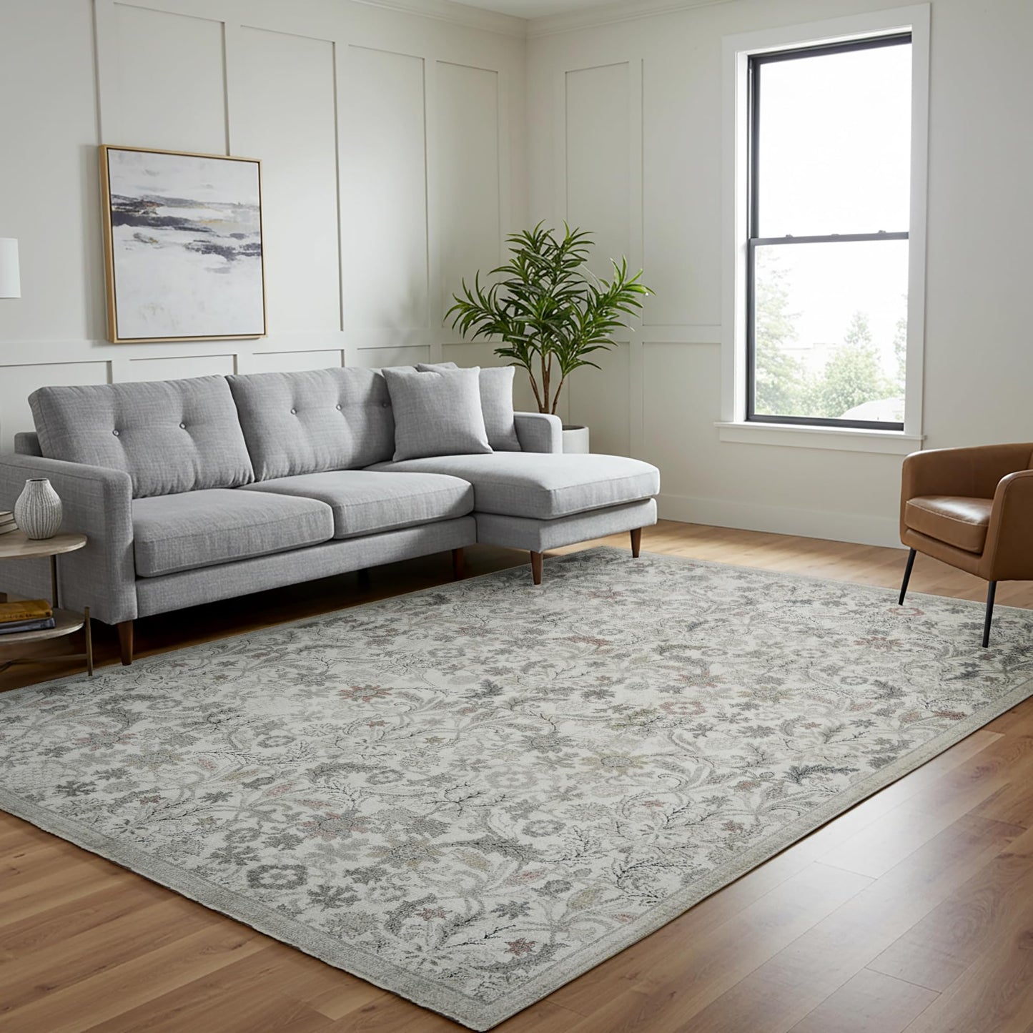 Gertmenian Heritage Botanica Area Rug - 8x10 Large, Traditional, Soft, Durable, Easy Cleaning & Ideal for High Traffic Areas in Living Room, Bedroom, Entryway - Shauna Beige, 23206