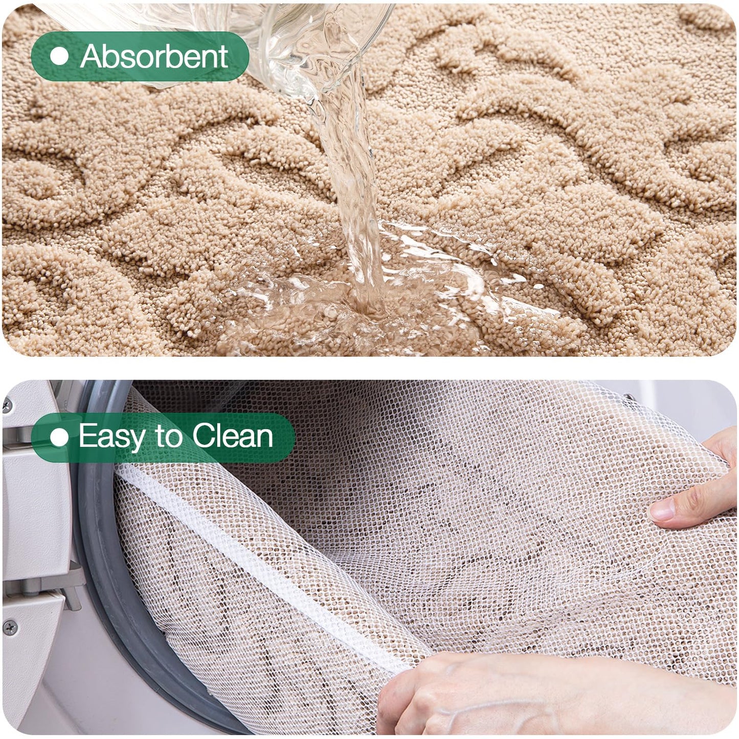 LUMI Ultra Absorbent Bathroom Rug Non Slip Rubber Backing, Machine Washable Bath Mat Soft Premium Microfiber, Elegant Floral Bath Rugs Quick Dry for Bathtub and Shower Floor, Decor, 24x36