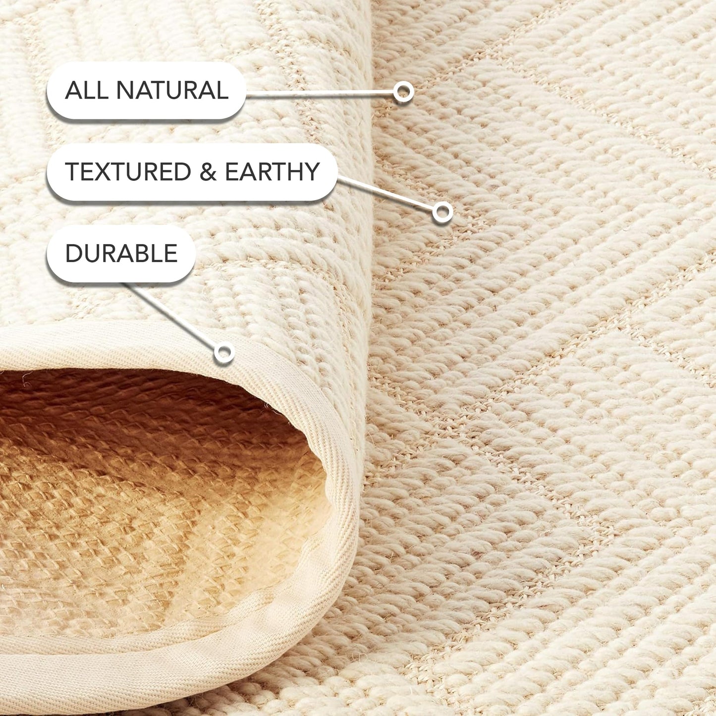 nuLOOM Natural Textured Suzanne Area Rug, 6x9, Cream