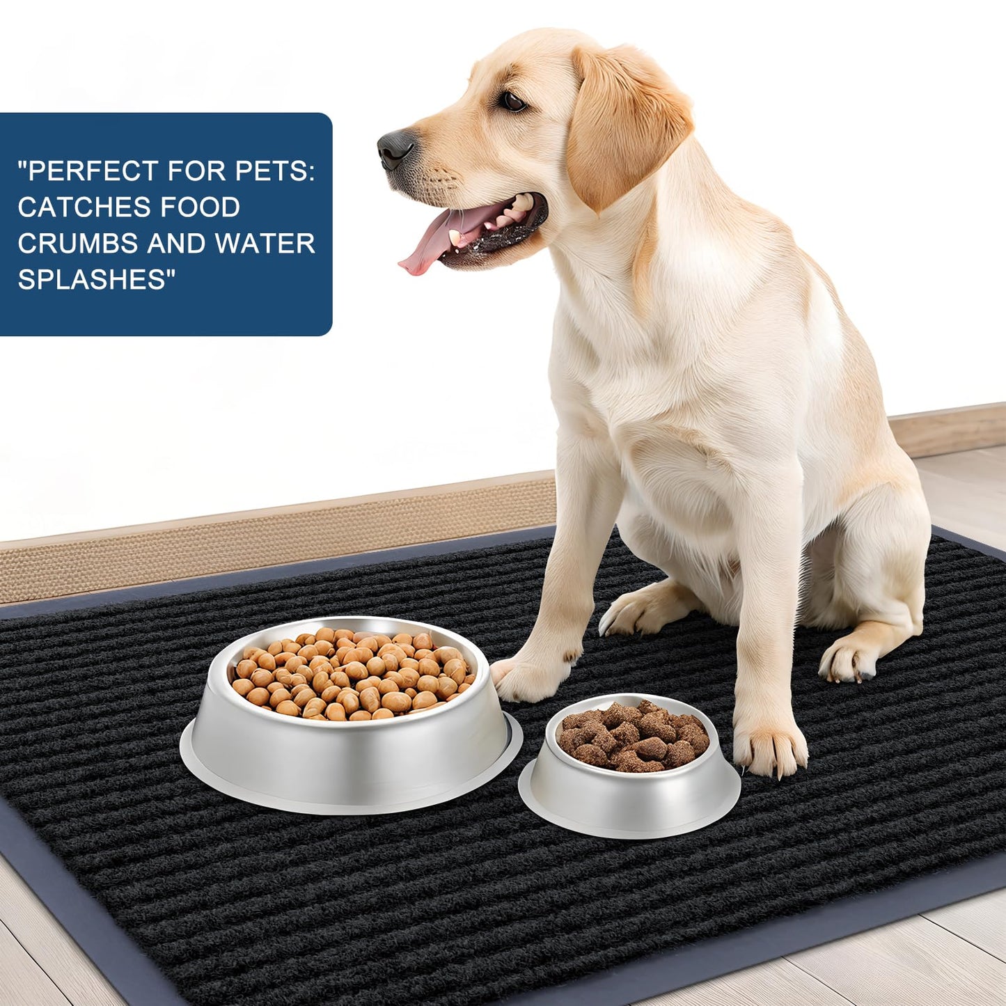 OLANLY Front Door Mat Indoor Outdoor Entrance, Waterproof Heavy Duty Doormat, Fade Resistant, Low Profile, Easy Clean Patio Porch Welcome Floor Mats for Entry, 71x30, Black