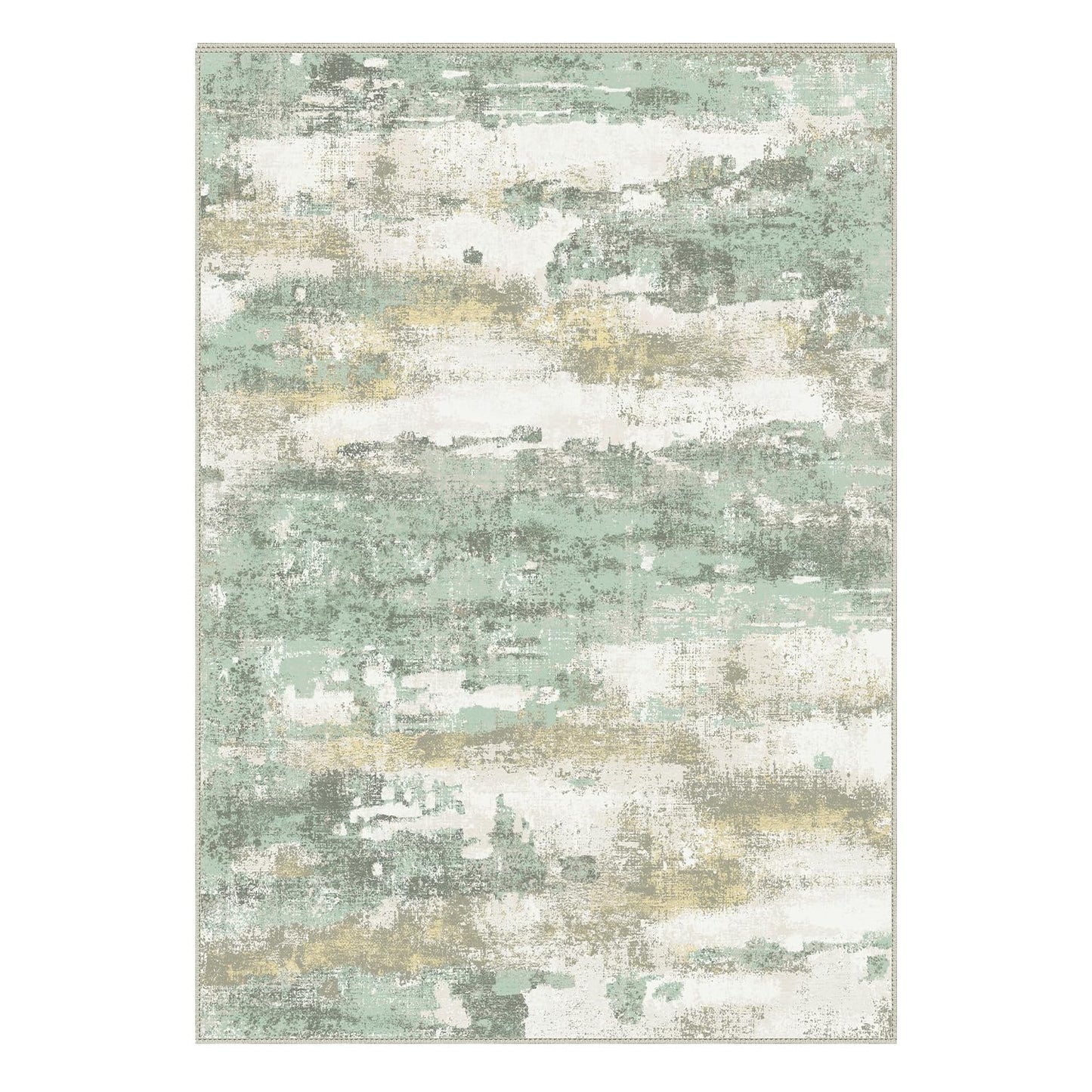 BEIMO 3x5 Rugs for Entryway Entrance Kitchen, Machine Washable Modern Abstract Soft Area Rug, Low Pile Indoor Floor Carpet with Non Slip Backing, Light Green/Cream
