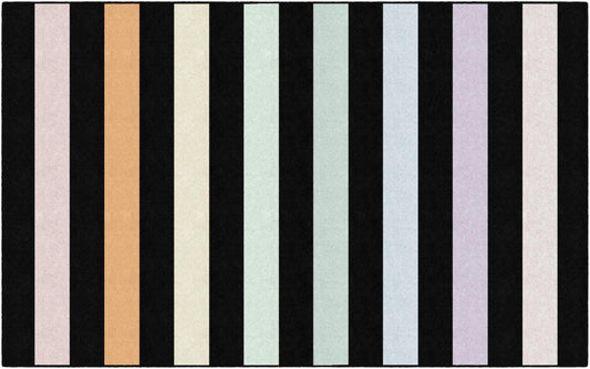 Flagship Carpets Rainbow Stripe On Black Children's Classroom Décor Area Rug for Schools, Durable and Fun for Learning Centers, Daycares and Preschools, 7'6" X 12'