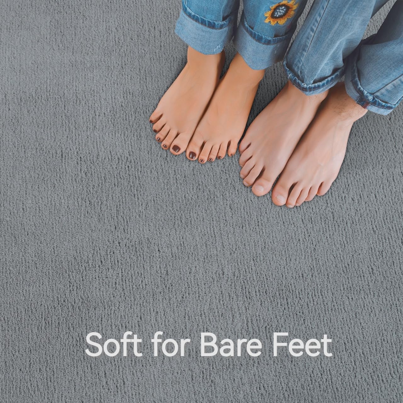 HOMORE Soft Fluffy 4x6 Grey Area Rug for Living Room, Minimalist Shaggy Rugs Memory Foam Plush Rug for Bedroom, Machine Washable Non-Slip Carpet for Nursery Classroom Kids Room