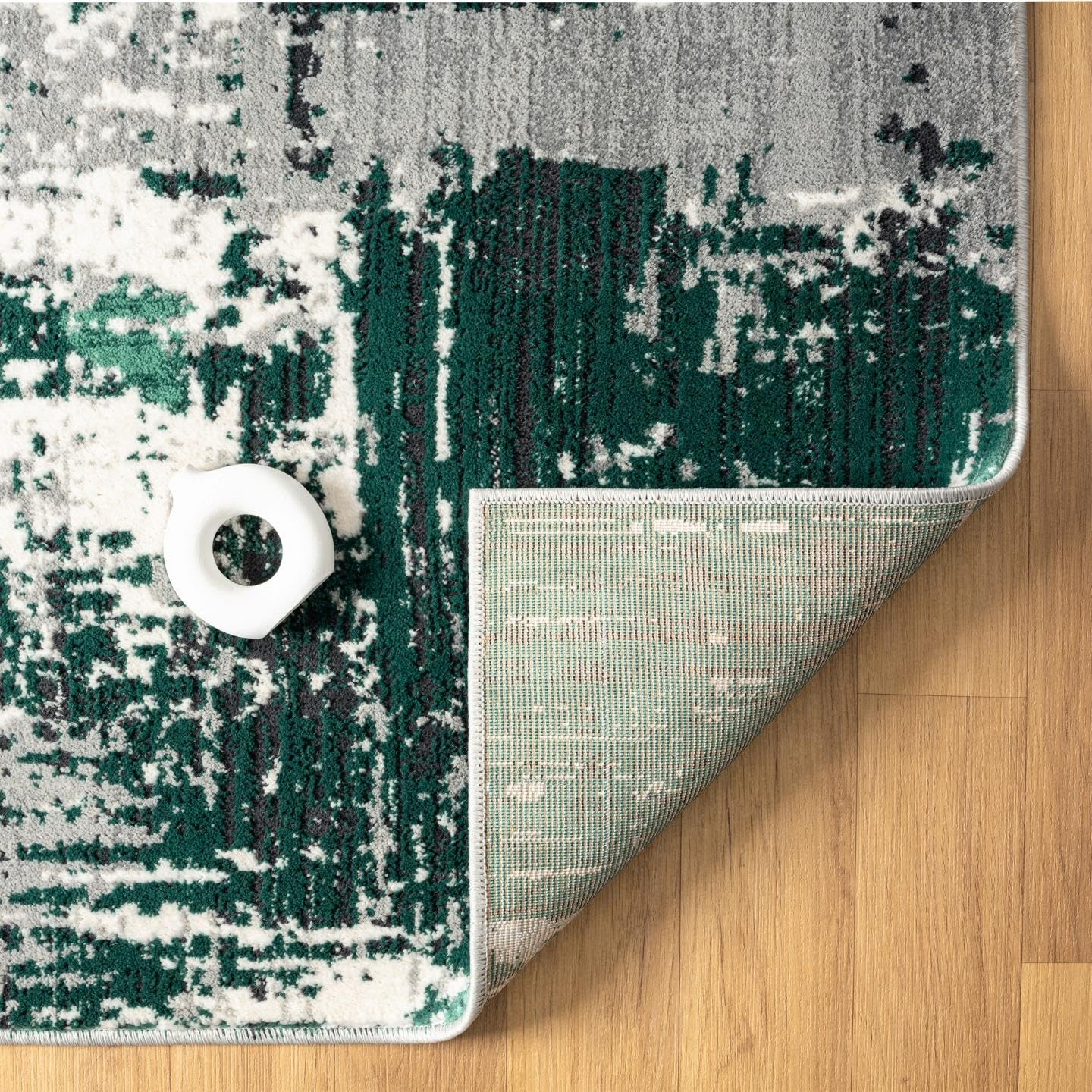 LUXE WEAVERS Abstract Distressed Green 4x5 Area Rug