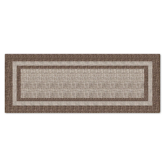 Artoid Mode Brown Rectangle Plaid Washable Doormat, Seasonal Decor Non Slip Low-Profile Absorbent Natural Rubber Back Door Mat 17x47 Inch