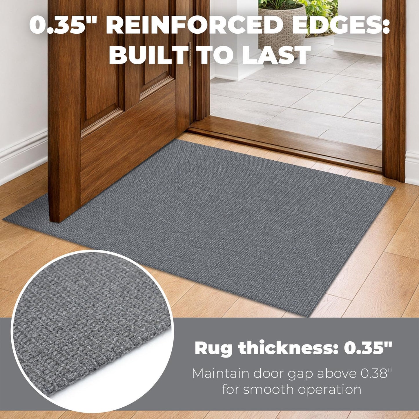 Lansny Washable Runner Rug 2x6 Runners for Hallway Braided Cotton Entryway Runner with Non Slip Backing Indoor Carpet Runners for Kitchen Bedroom, Grey