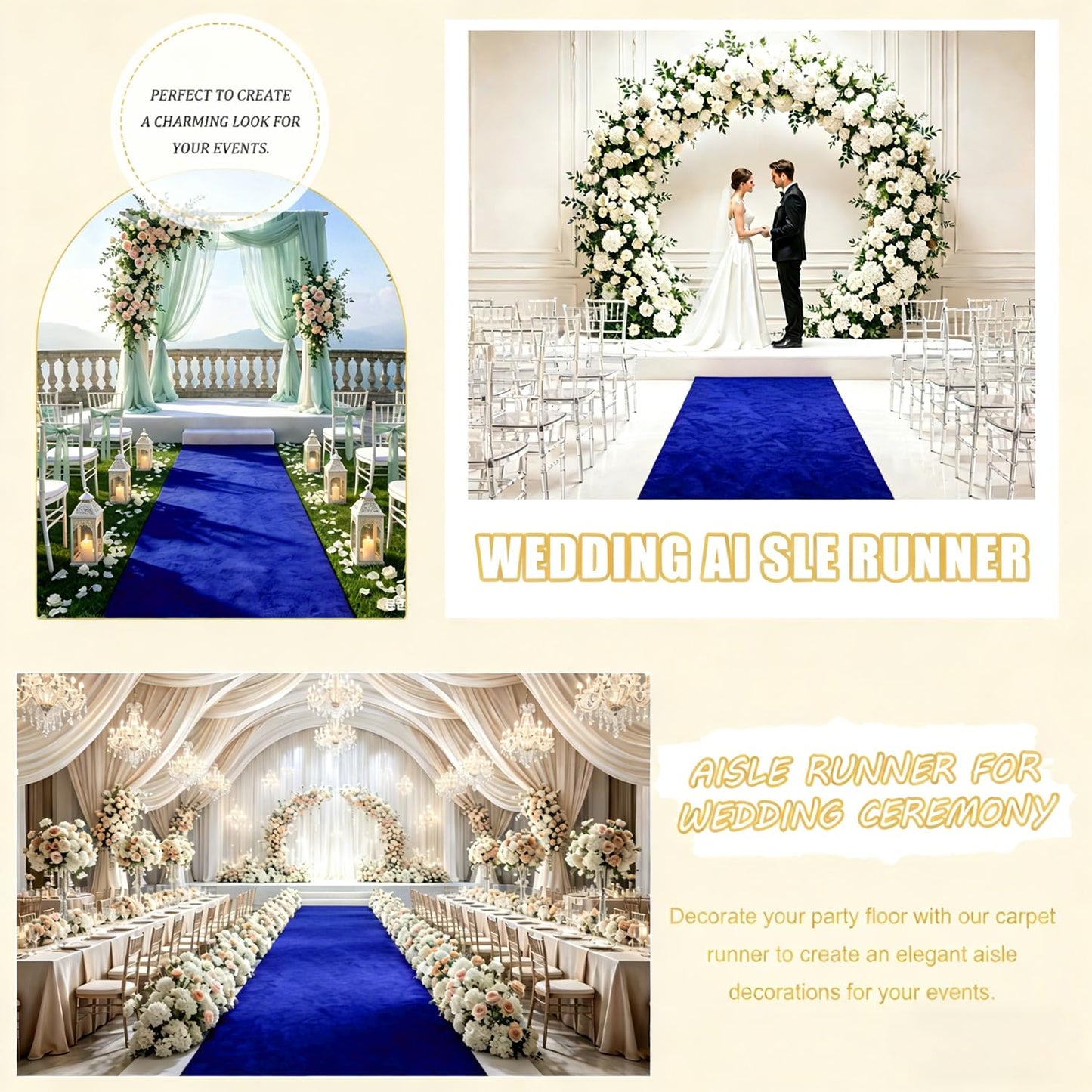 Blue Aisle Runner for Wedding Ceremony 48" x20FT Wedding Aisle Runners Royal Blue Velvet Runners Carpet Runner for Event Party Runner Floor Aisle Birthday Runway for Rug Walkway Prom Decorations
