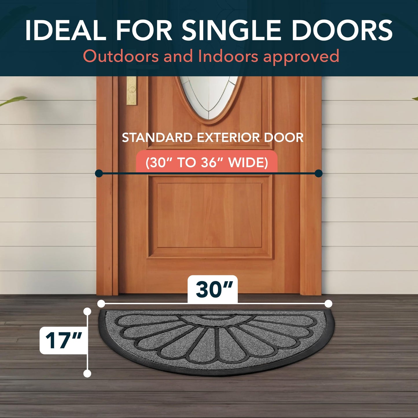 ubdyo Front Door Mat - Low Pile Front Door Mat Outside Entrance - Muddy Dirt Trapping Welcome Matt Outdoor - Rubber Backing Anti Slip Indoor Doormat Entrance, 30" x 17", Bright Grey