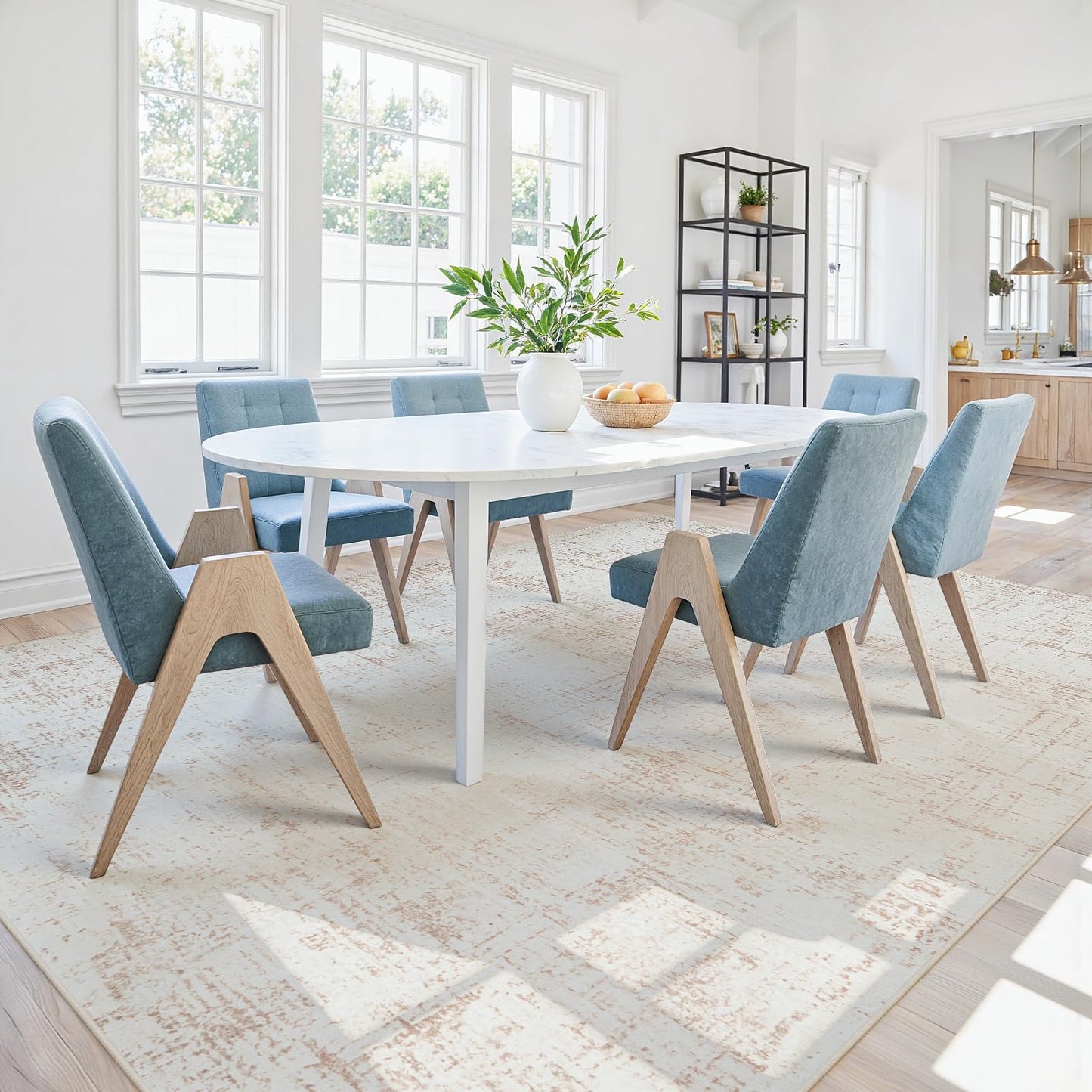 5x8 Area Rugs for Living Room Washable Rug: Anti-Skid Abstract Modern Living Room Rug Soft Thin Carpets Indoor Floor Non-Shedding Carpet for Bedroom Dining Farmhouse Nursery Beige White