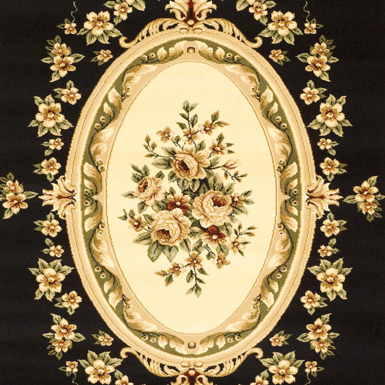 SAFAVIEH Lyndhurst Collection Area Rug - 8' x 11', Black & Ivory, Traditional European Medallion Design, Non-Shedding & Easy Care, Ideal for High Traffic Areas in Living Room, Bedroom (LNH218A)