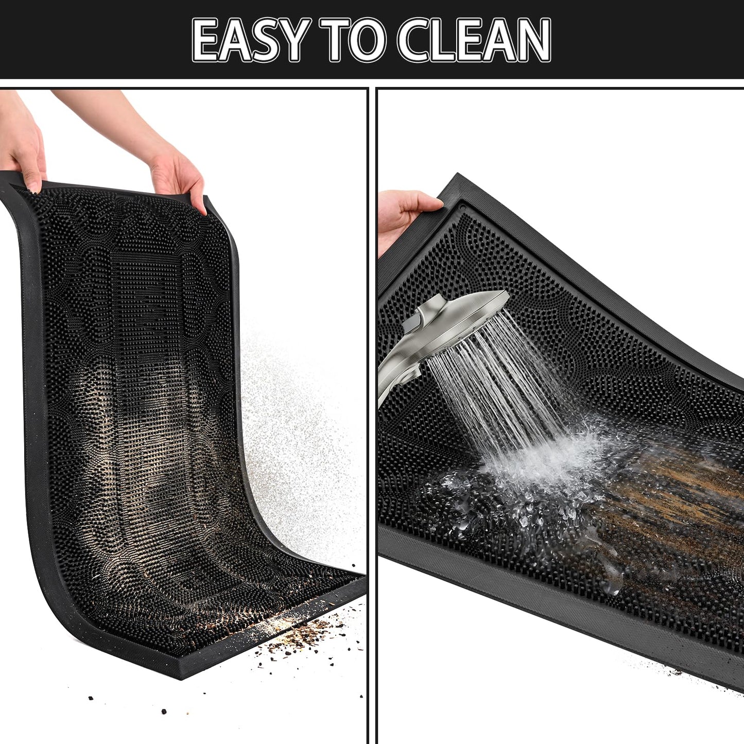 FRAMICS Rubber Doormat 24x36 Inches Heavy Duty - Non-Slip, Waterproof Entry Mat for Outside Front Door, Low Profile Dirt Trapper for All Seasons, Patio, Garage, High Traffic Areas, Black