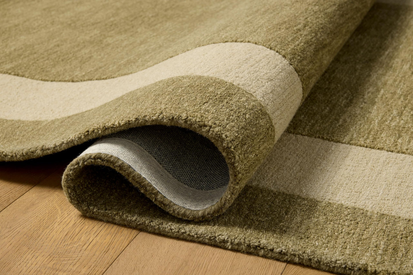 Loloi Leanne Ford Craven Collection CVN-01 Light Olive/Oatmeal 5'-0" x 7'-6" Area Rug Geometrical, Patterned, Neutral, Living Room, Bedroom, Dining Room