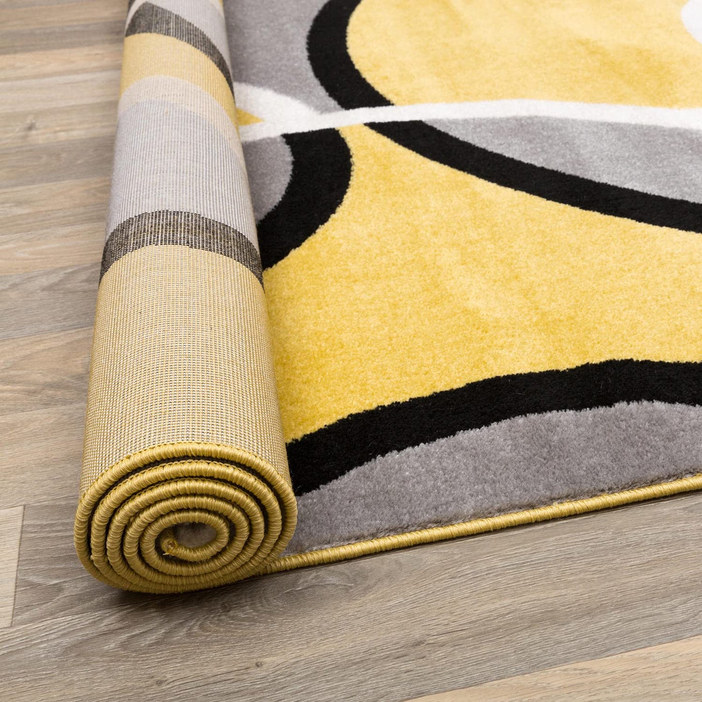 Rugshop Contemporary Abstract Circles Area Rug, Fade-Resistant Carpet for Living Room, Bedroom, or Dining Room, Yellow, 7'10" x 10'2"