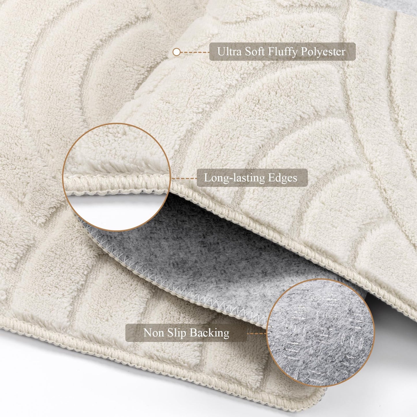 SHACOS Soft Cozy Fluffy Arch Waves Pattern High-Low Textured Area Rug 5'x7'