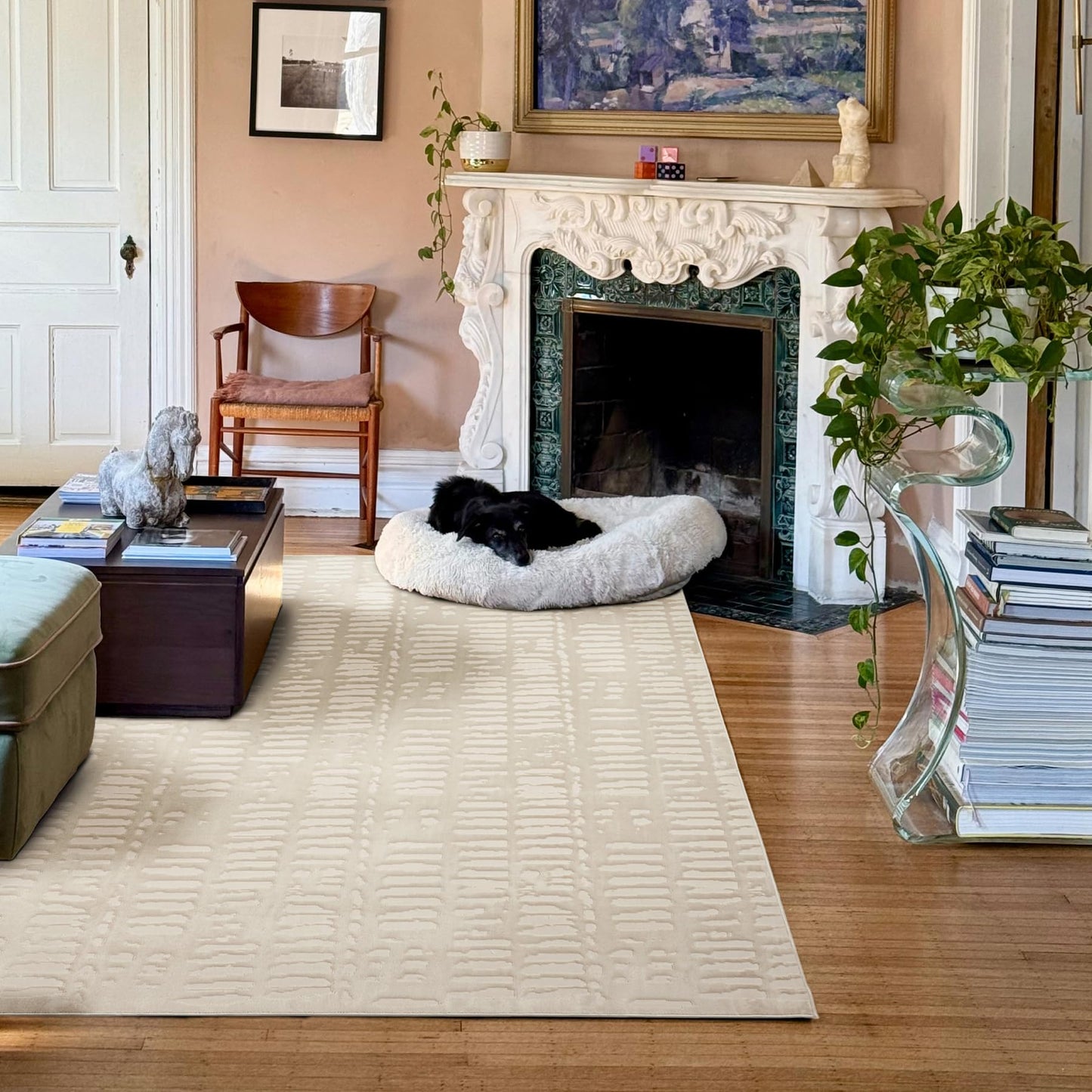Revival Rugs Shell 8'x10' Area Rugs for Living Room Bedroom Dining Room - Washable, 100% Recycled, Oeko-TEX Certified, Modern, Medium Pile, Beige, Cream