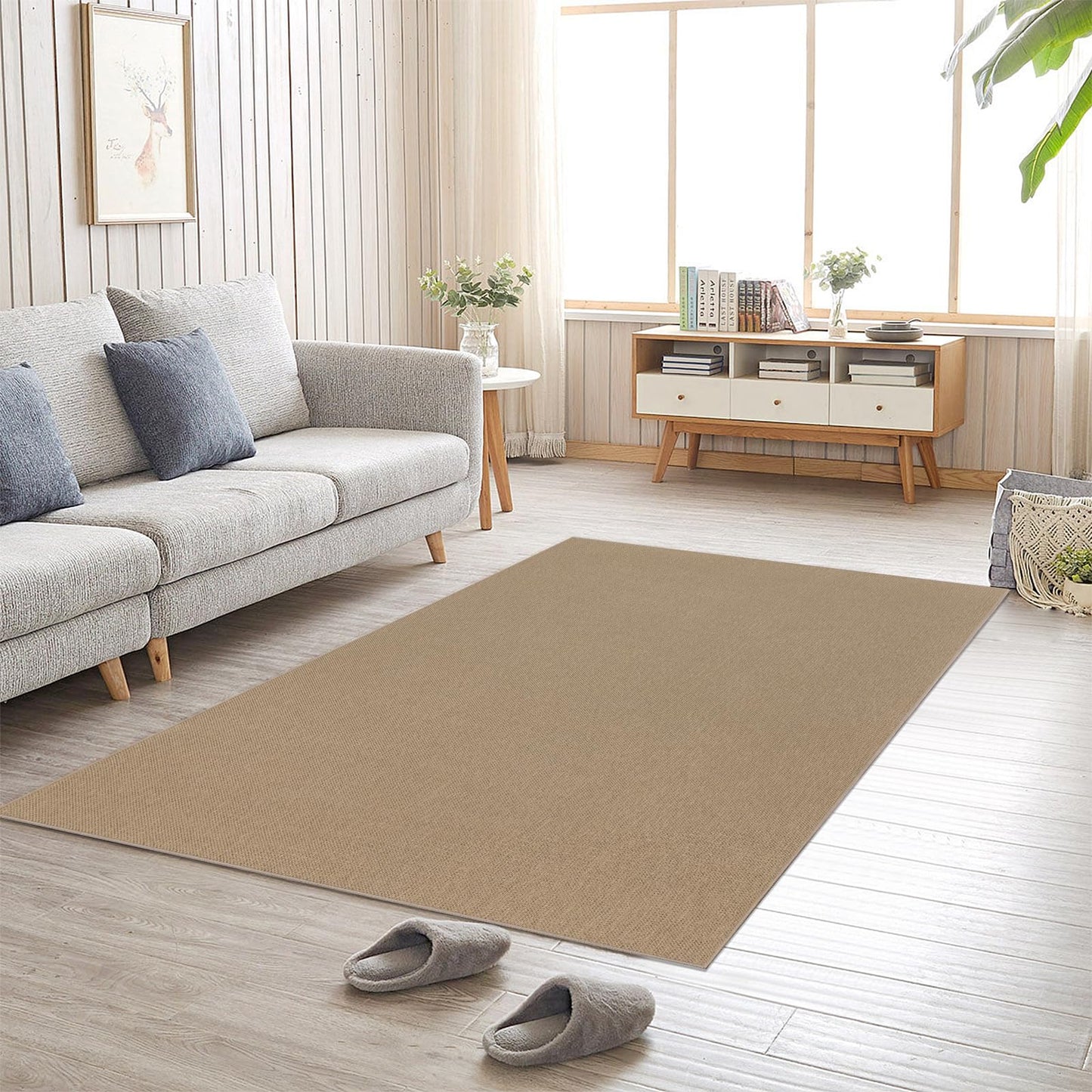 SHACOS 3x5 ft Faux Jute Woven Washable Rug