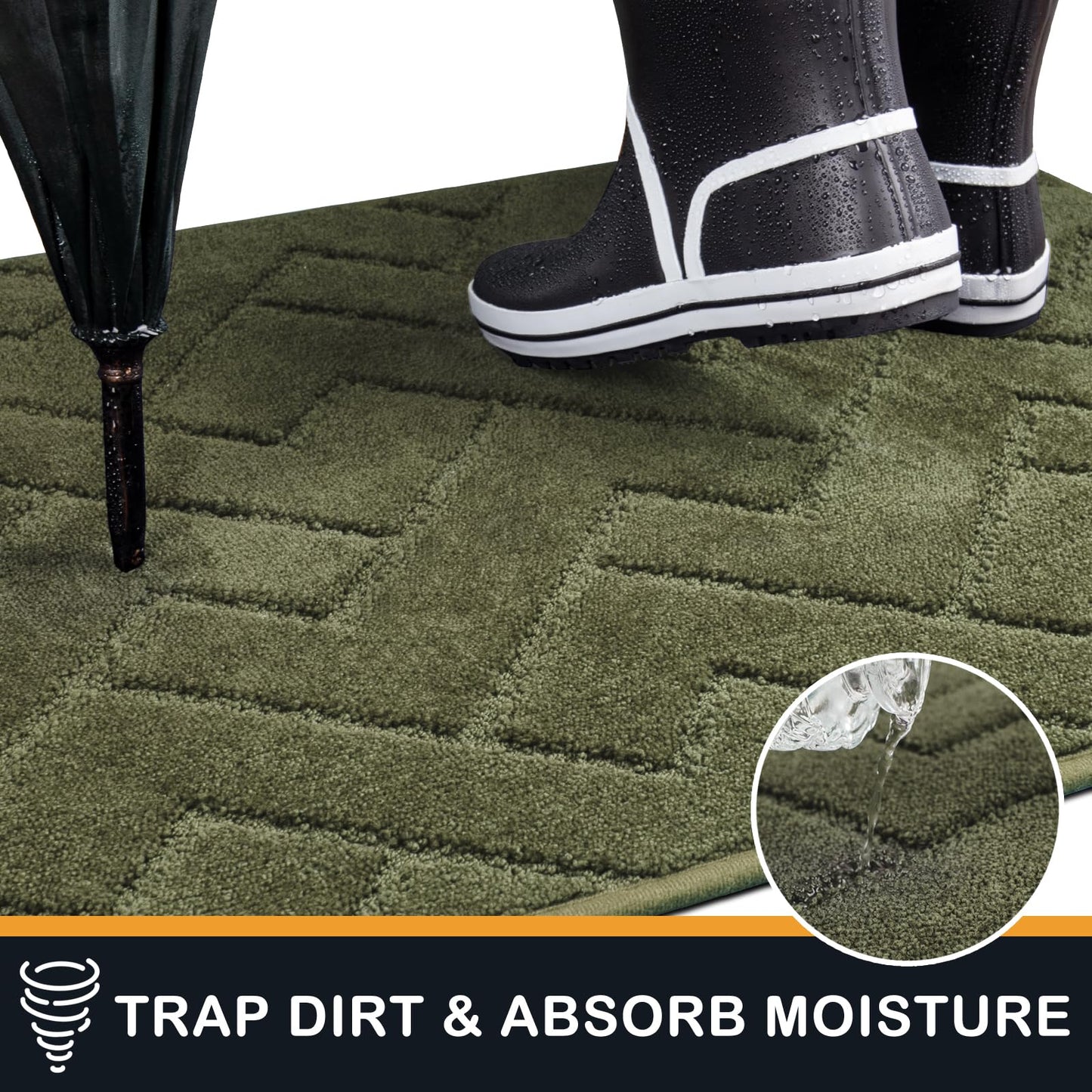 PURRUGS Dirt Trapping Door Mat 20" x 31.5", Non-Slip Machine Washable Entry Rug, Dog Doormat, Indoor Front Door Mat, Super Absorbent Entryway Rug for Muddy Shoes & Paws, Sage Green