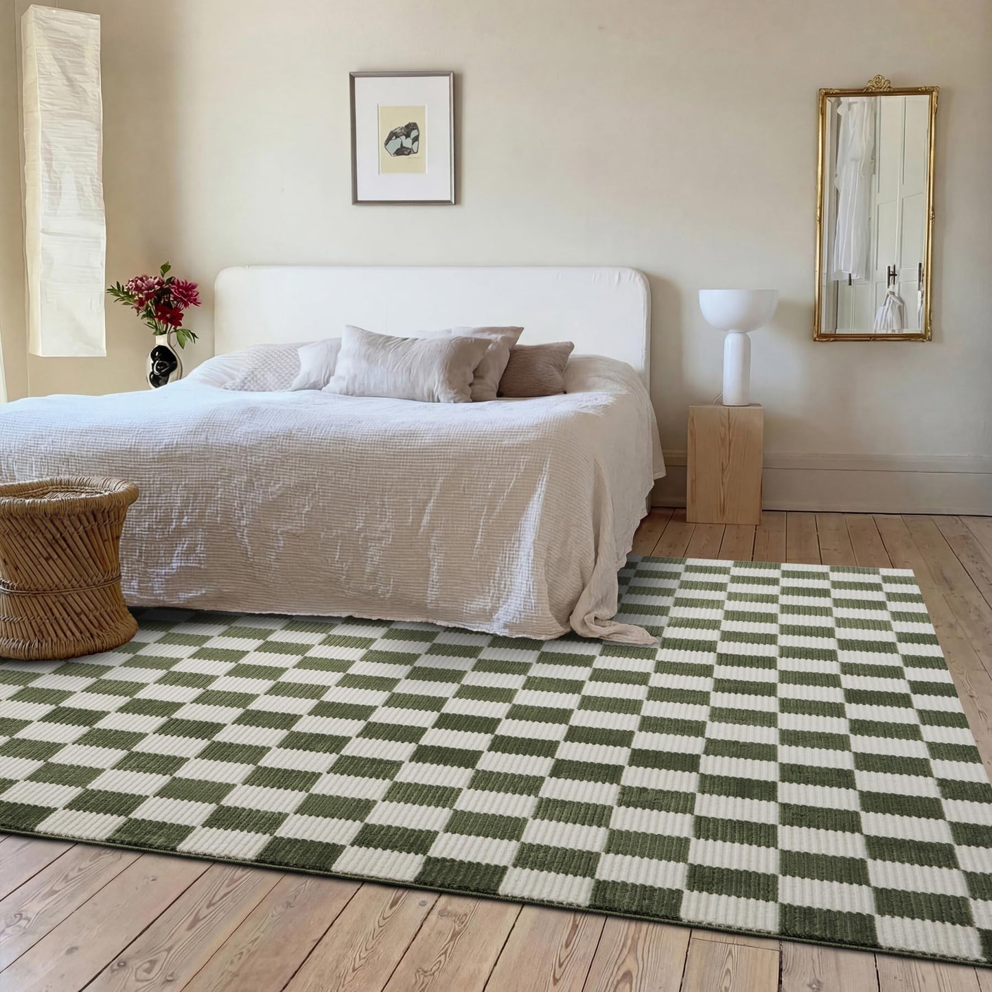 Revival Rugs Gambit 5'x8' Area Rugs for Living Room Bedroom Dining Room - Washable, 100% Recycled, Oeko-TEX Certified, Modern, Medium Pile, Green, Beige