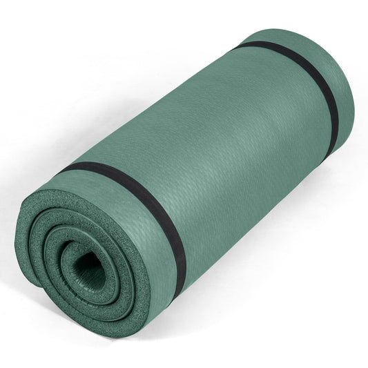 Tone Fitness Premium Extra Thick 1-Inch High Density Exercise Mat with Carry Strap – Non-Slip Workout, Pilates, and Yoga Mat for Home Gym - Color Teal - Diamond Pattern