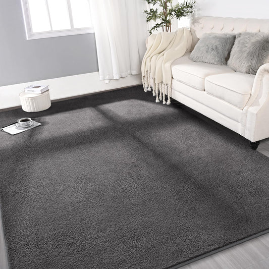 Gifeas Large Ultra Soft Modern Area Rugs for Living Room Bedroom, 5x8 Feet Dark Grey Thickened Memory Foam Indoor Solid Minimalist Carpets, Non-Slip Comfy Rug for Boys Girls Nursery Room Home Decor