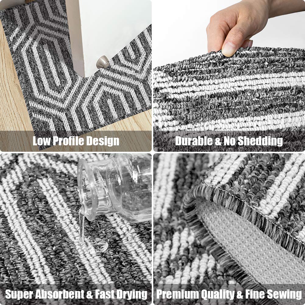 Indoor Doormat 32"x 48", Absorbent Front Back Door Mat Floor Mats, Rubber Backing Non Slip Door Mats Inside Mud Dirt Trapper Entrance Door Rug Carpet, Machine Washable Low Profile-Black Time Cloister