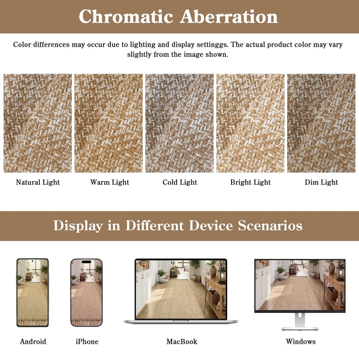 Collive Boho Living Room Area Rugs, 5 X 8 ft Washable Moder Woven Cotton Bedroom Rug, Tan Farmhouse Braided Carpets for Dining Room Nursery Room Dorm Patio Balcony Decor