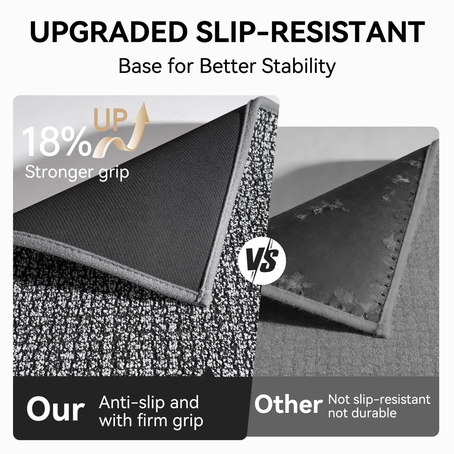 QiCaiJia Kitchen Rugs and Mat Non Slip Washable, Super Absorbent Kitchen Mats for Floor, Rubber Backing Soft Braided Standing Kitchen Sink Mat Kitchen Runner, Front of Sink, Easy Clean, Grey 17"x30"