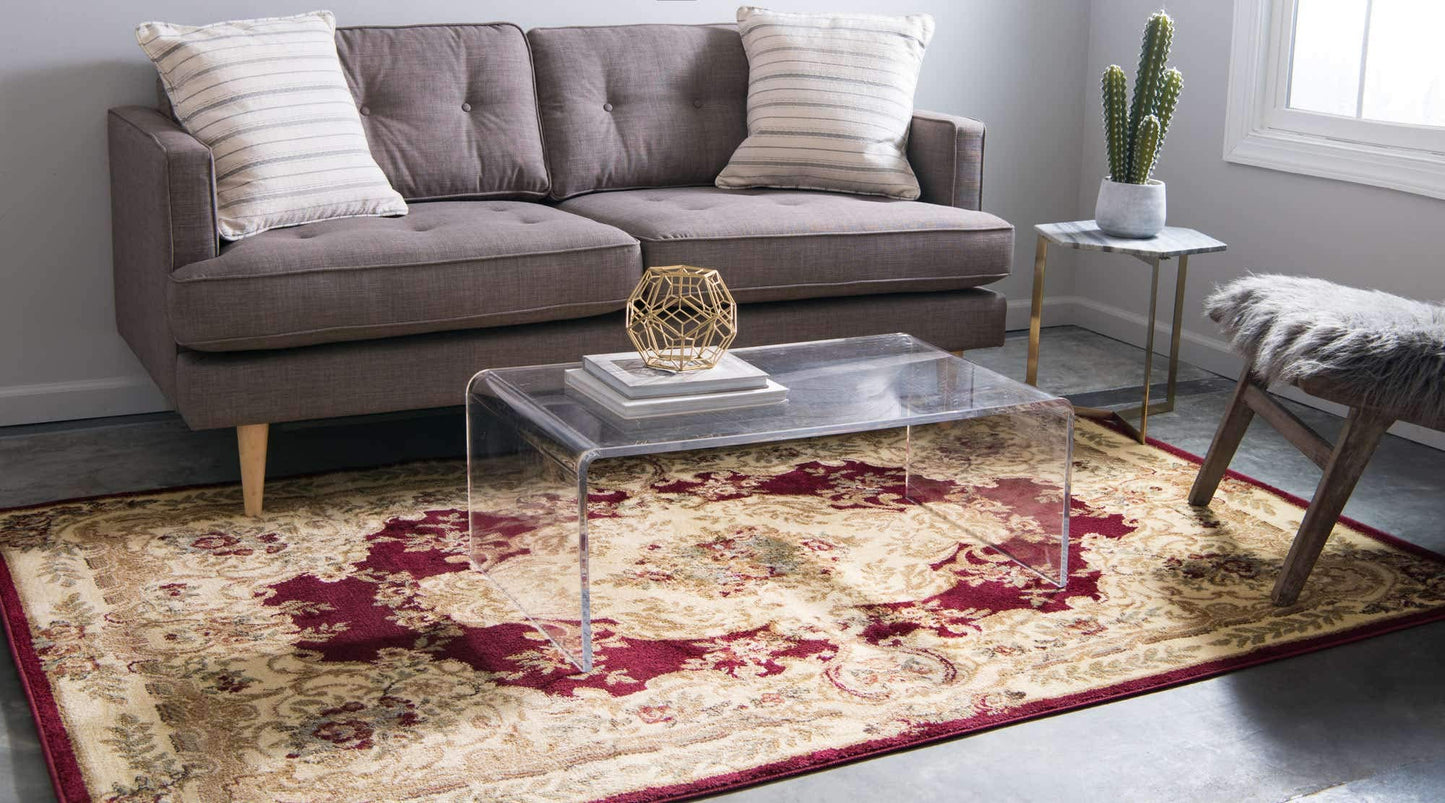 Unique Loom Versailles Collection Traditional Classic Medallion Motif Area Rug (4' 0 x 6' 0 Rectangular, Burgundy/ Ivory)