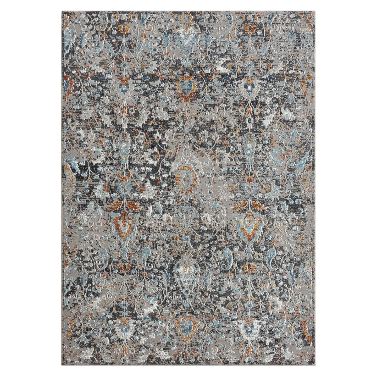 LUXE WEAVERS Vintage Floral Gray Area Rug 4x5 Area Rug