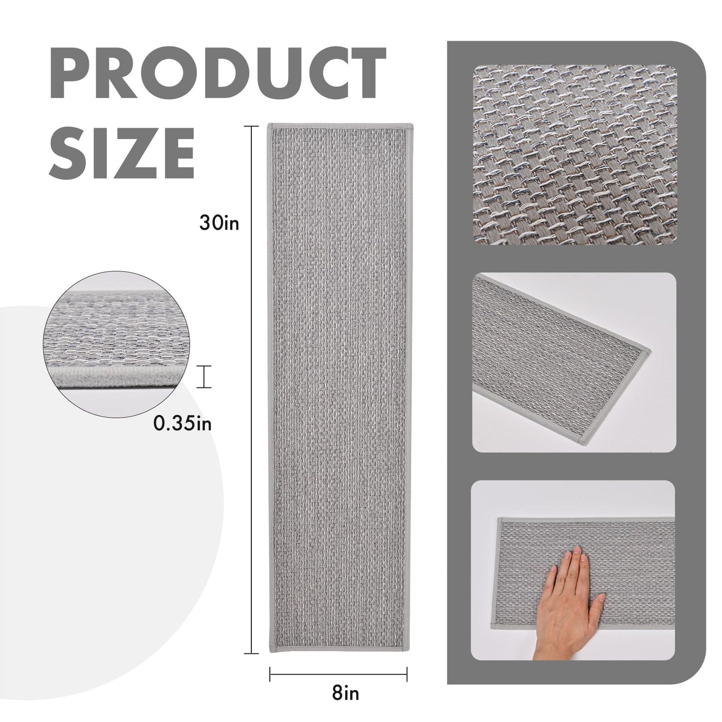 Carpet Stair Treads for Wooden Steps Indoor | Stair Treads Non Slip | Traceless Self Adhesive Stair Runner | Gray 7 Pcs