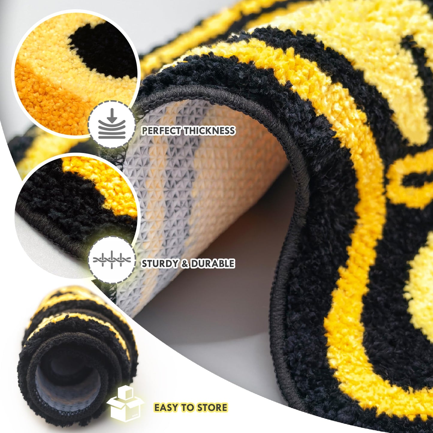 Didswuit Black-Gold Pouch Purse Tufted Rug, Cartoon Lucky Money Bag Print Carpet, Funky Golden Money Bag Bath Mat, 19.7"x15.8" Soft Bedroom Living Room Doormat Decor Floor Mat Washable