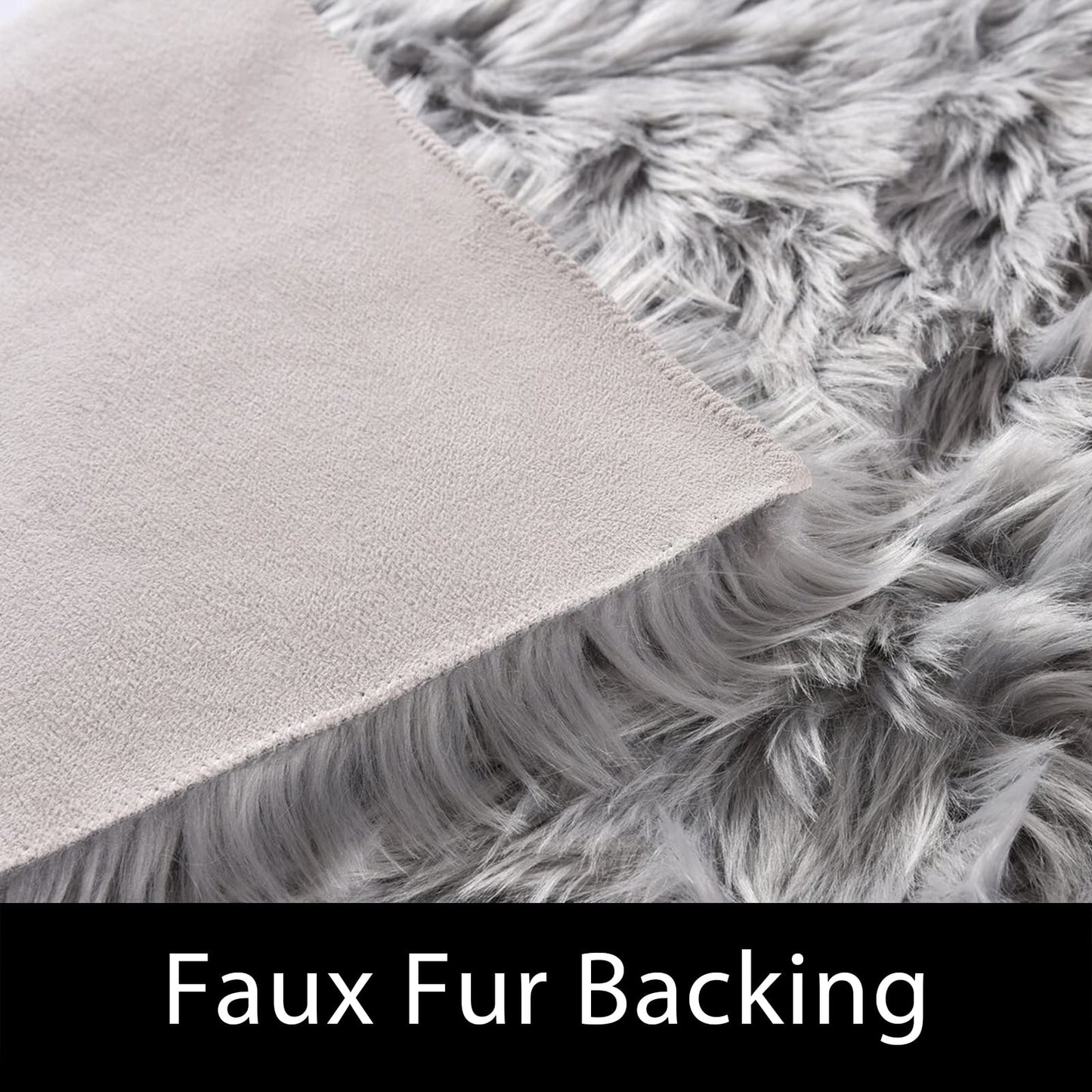 Latepis Faux Sheepskin Fur Rug 2x4 Feet Light Grey Fluffy Rugs Shag Furry Rug Small Area Rugs Carpet for Bedroom Living Room, Cushion