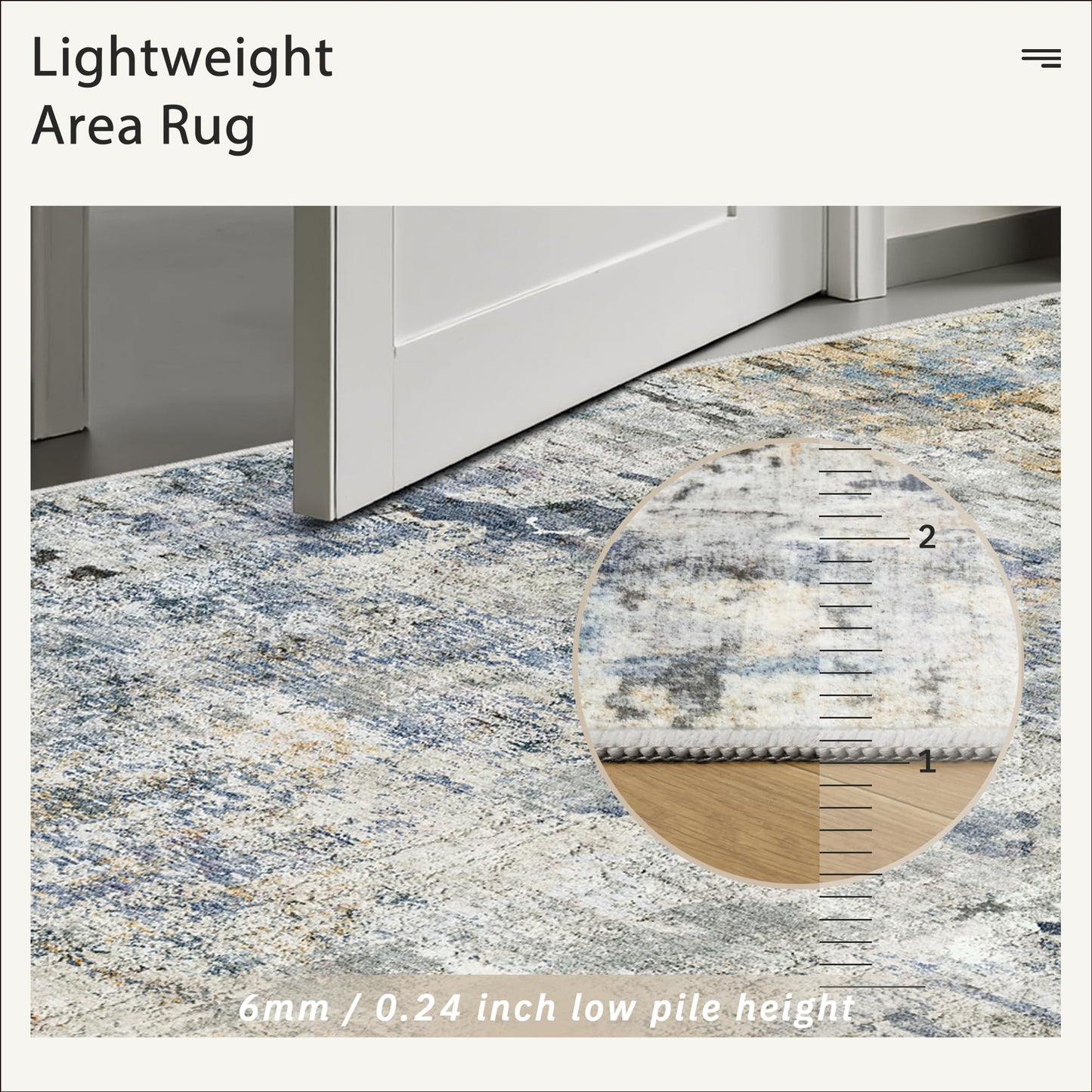 Soalmost Abstract Rug 8x10 Large Living Room Rugs Neutral Modern Washable Area Rugs for Bedroom Dining Room Non-Slip Stain Resistant Foldable Thin Rug Blue Yellow