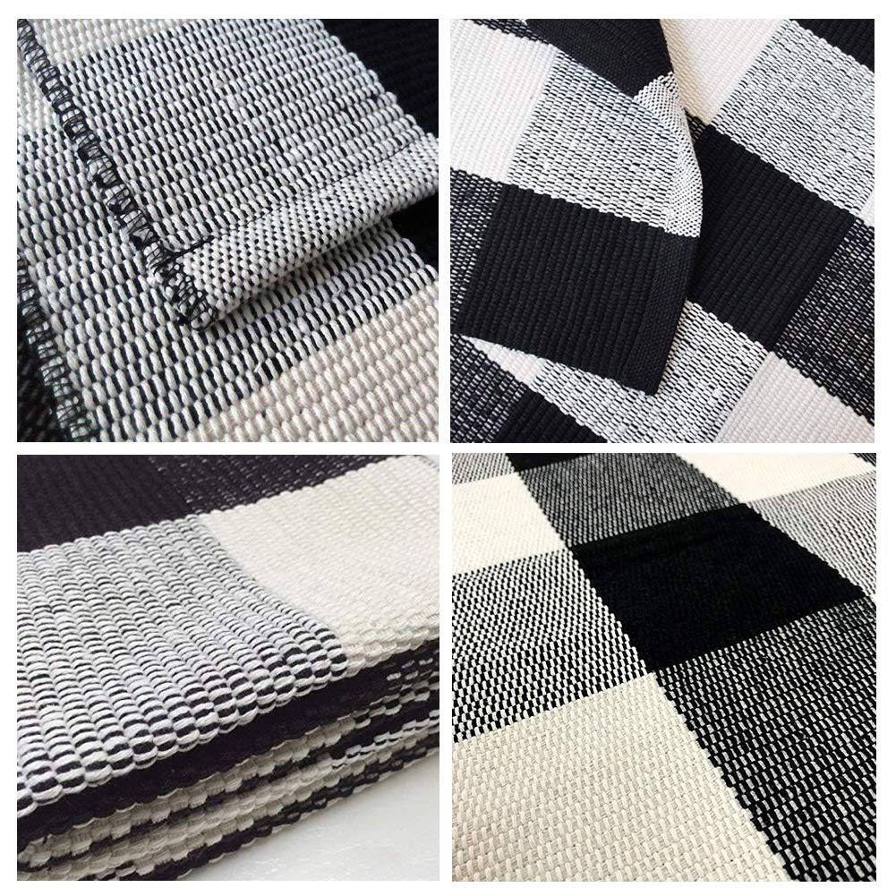 KaHouen Buffalo Check Rug,Buffalo Plaid Rugs 23.6''x35.4'', Check Plaid Area Rugs for Layered Door Mats/Kitchen/Bathroom/Laundry Room (Black and White Plaid Rug)