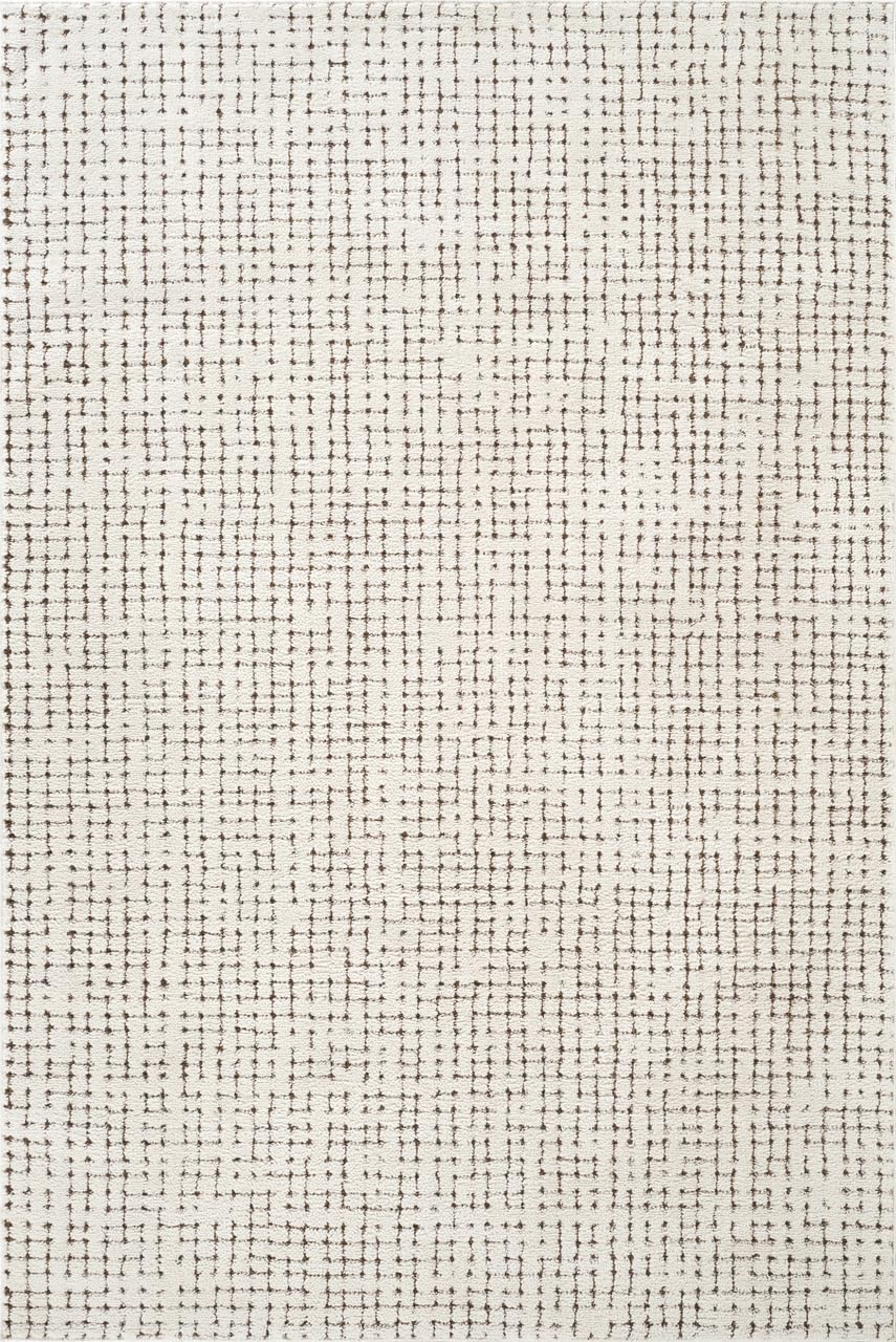 Abani Cream/Brown Area Rug – 5' x 8' – Oliver Collection – Crosshatch Pattern – Non-Shedding, Easy to Clean – Durable for Living Room, Bedroom, or Office, Pet & Child Friendly