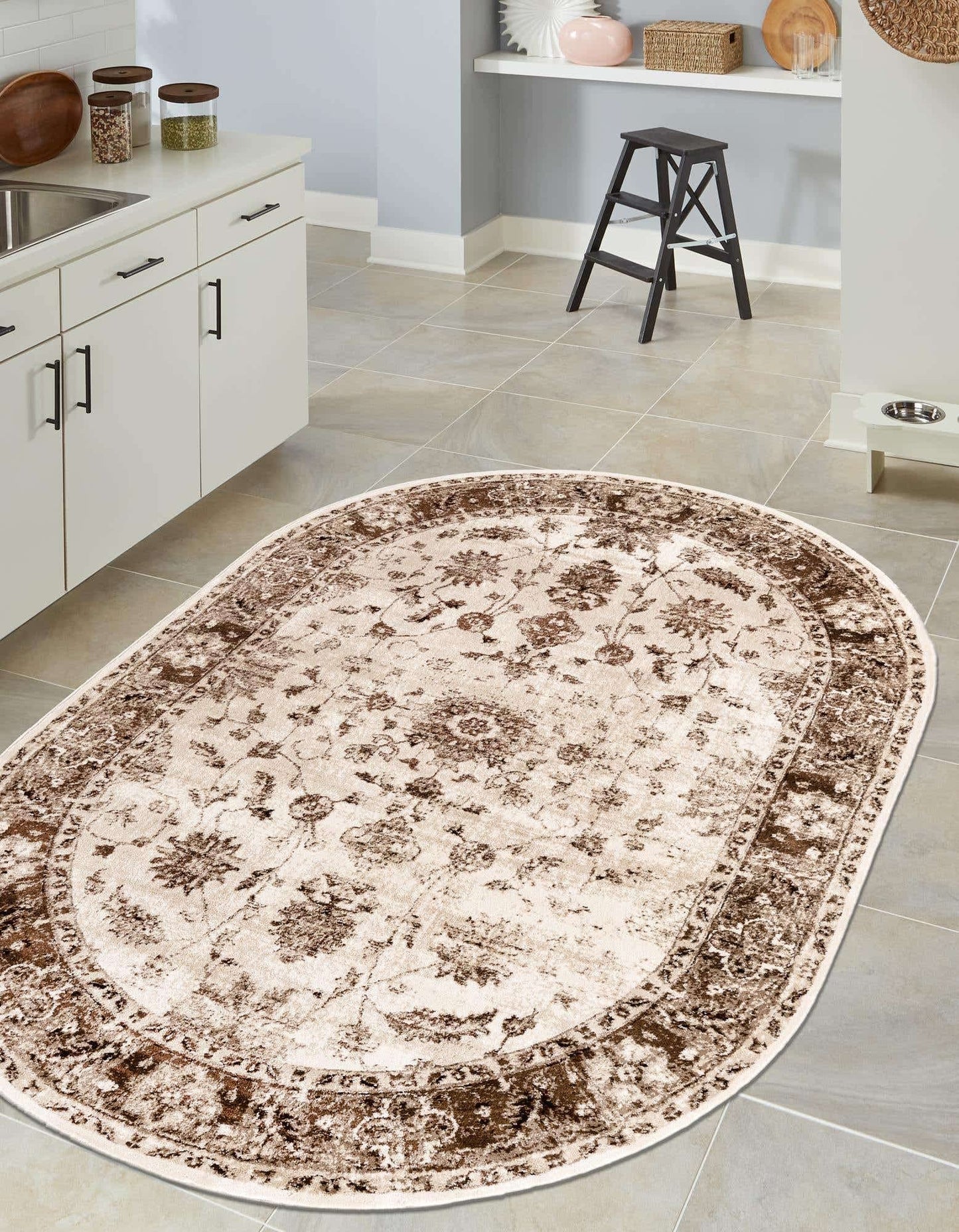 Unique Loom Rushmore Collection Area Rug - Lincoln (6' x 9' Oval, Cream/ Beige)