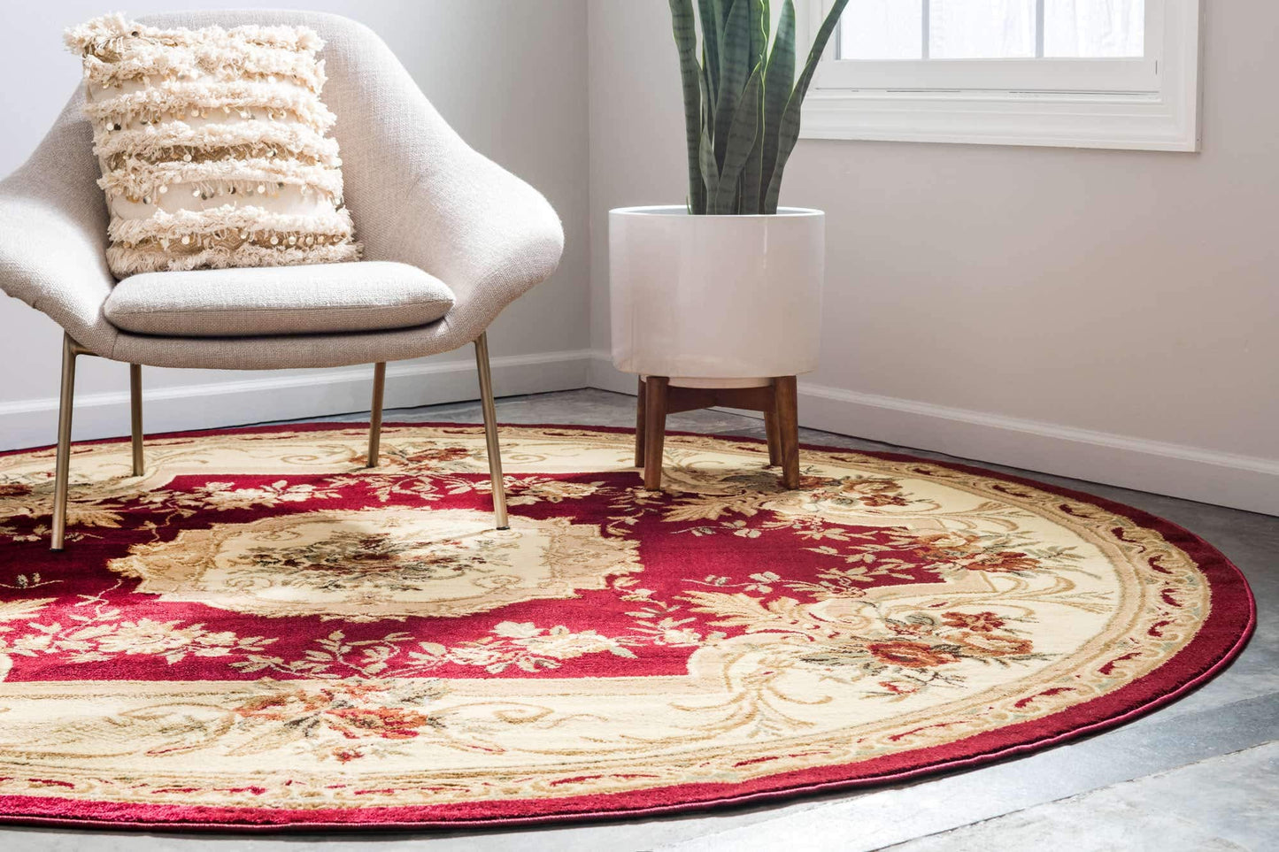 Unique Loom Versailles Collection Area Rug - Henry (7' 10" Round Red/Brown)