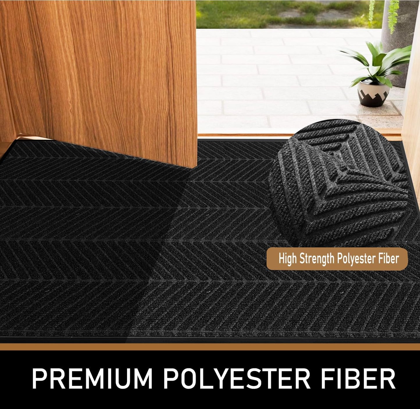 Front Door Mat,3'x5' Commercial Floor Mat Indoor Outdoor Entrance, Heavy Duty Welcome Mat, Rubber Backing Non Slip Doormat for Entryway, Large Entry Rug for Home Office Business Areas
