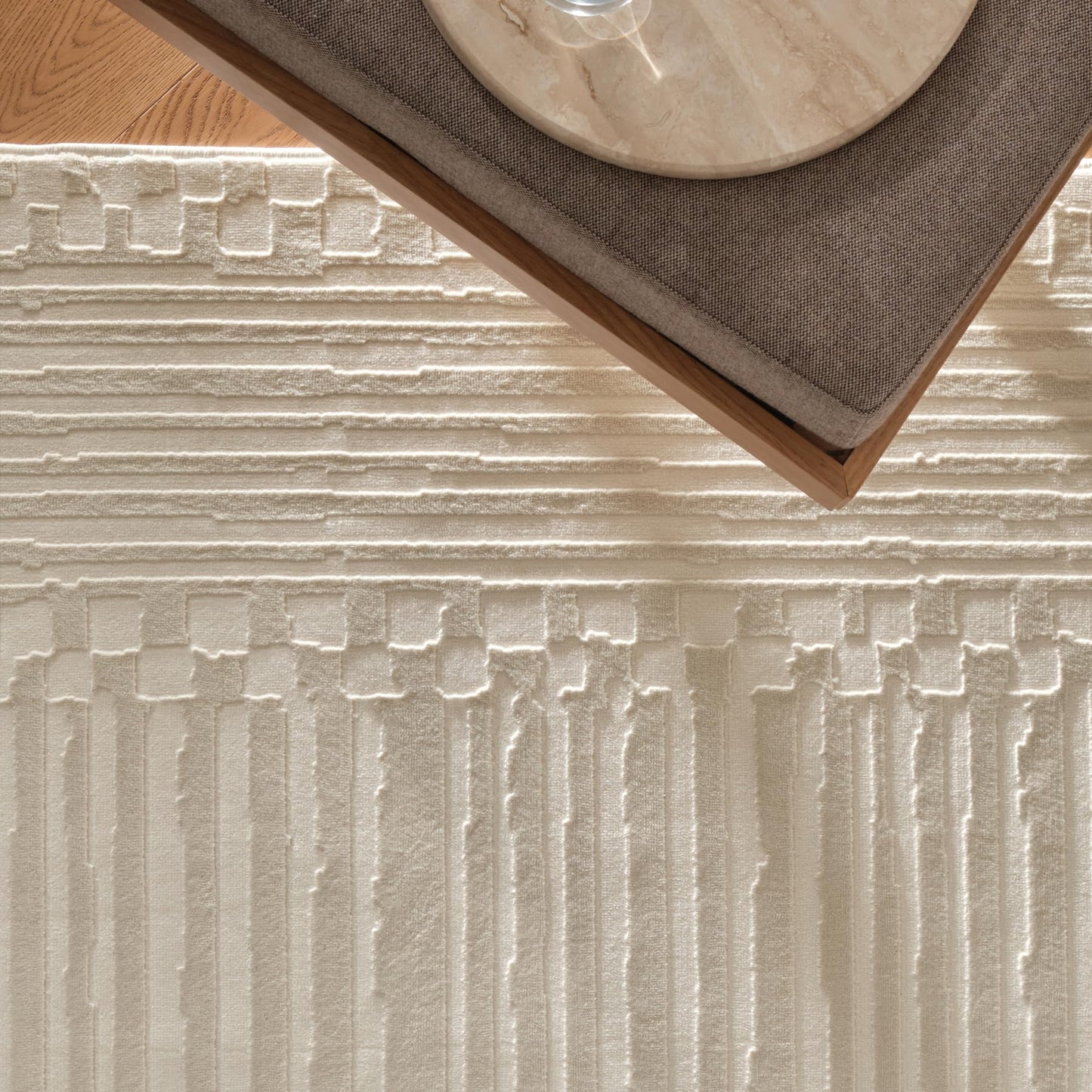 Revival Rugs Soloba 7'x9' Area Rugs for Living Room Bedroom Dining Room - Washable, 100% Recycled, Oeko-TEX Certified, Modern, Medium Pile, Beige, Cream