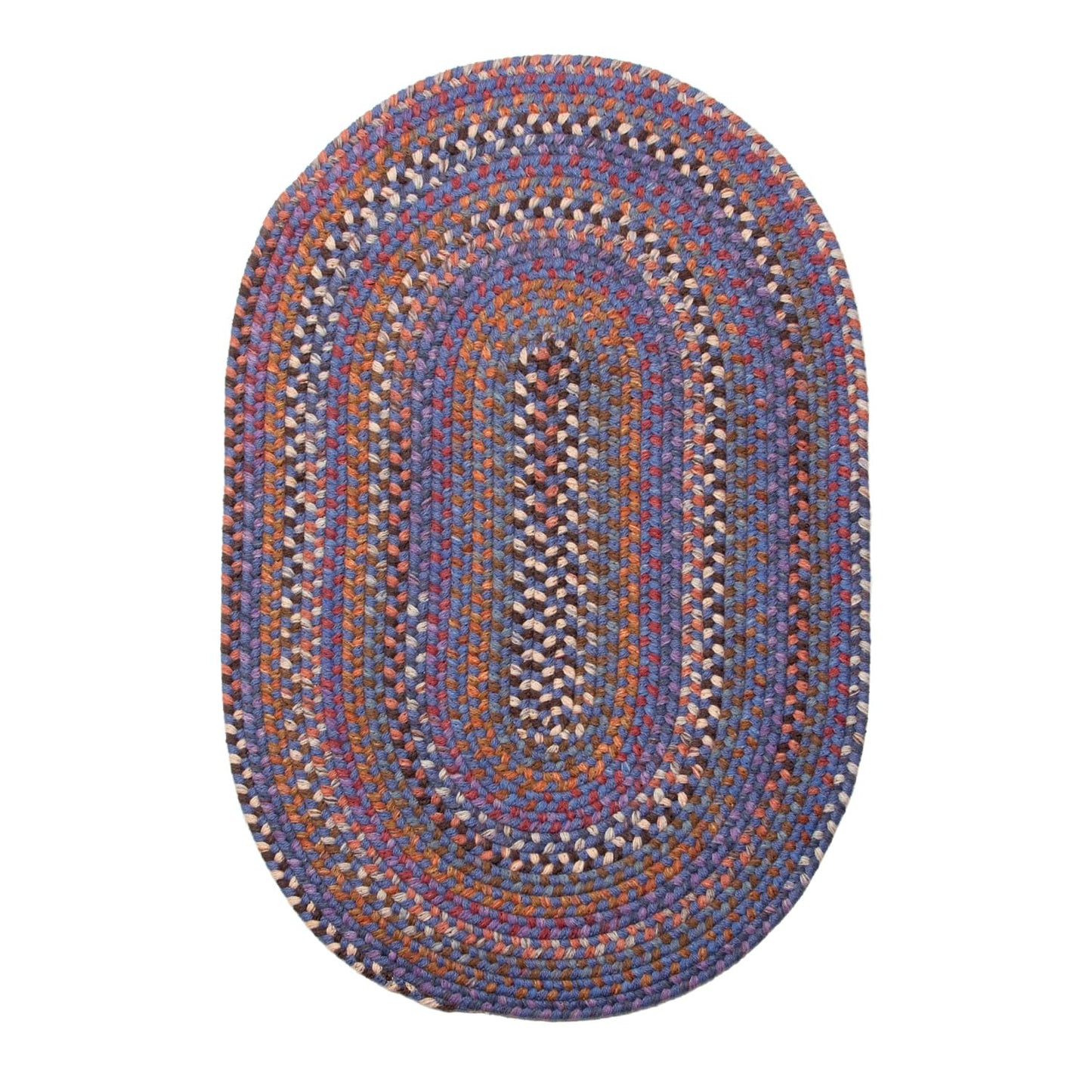 Super Area Rugs Premium Wool Braided Rug - Soft & Reversible Woven Rug- Made in USA - Blue, 3' X 5'