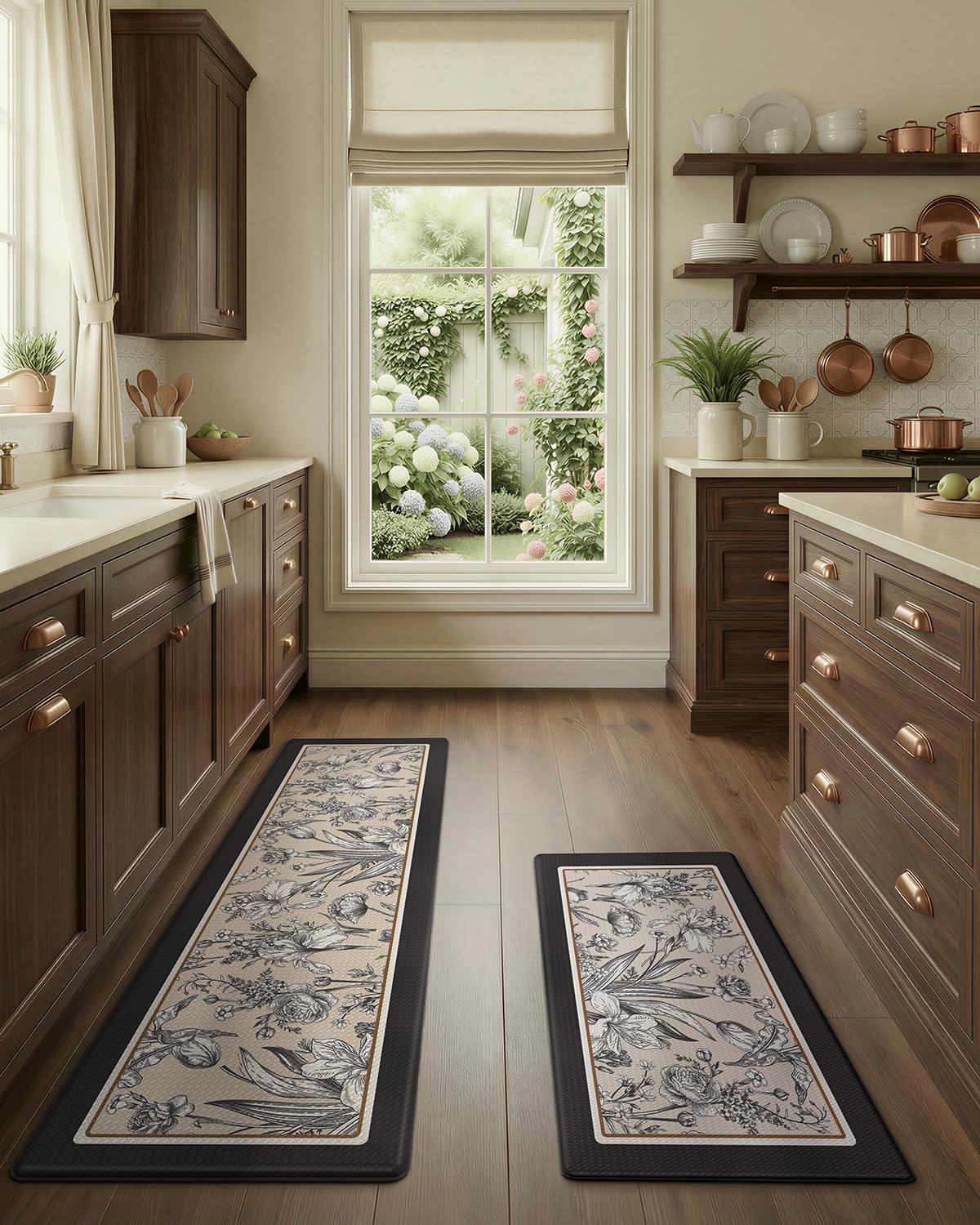 LUMI Anti Fatigue Kitchen Cushioned Mat for Floor, Padded Waterproof Runner for Standing, Stain Resistant Comfort Rugs for Home, Sink, Laundry, 24x108