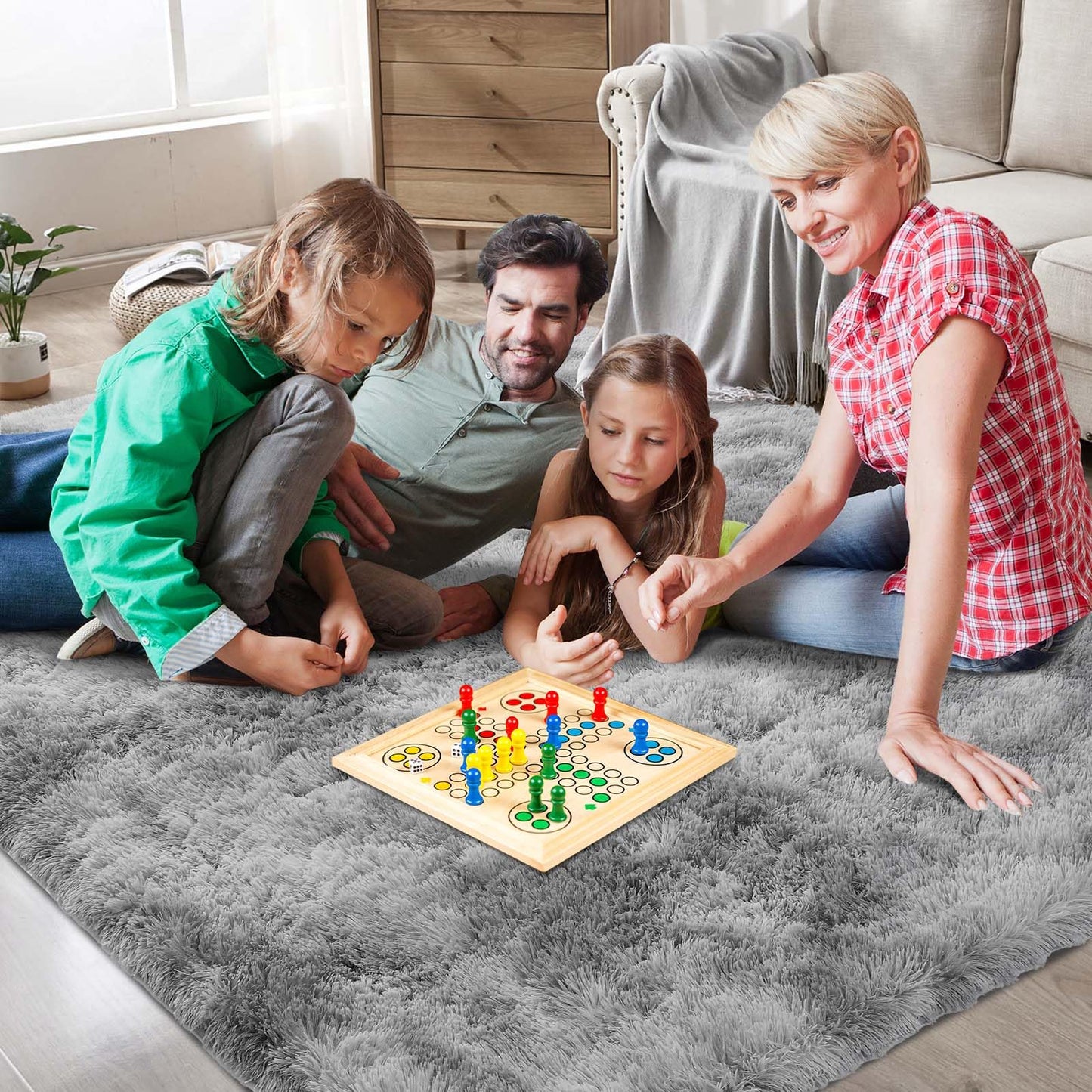 Shag Area Rugs for Bedroom Living Room,8X10 Ultra Soft Fluffy Area Rugs for Dorm, Indoor Carpet Nursery Rugs for Kids Girls Room Home Decor,Tie-Dye Grey