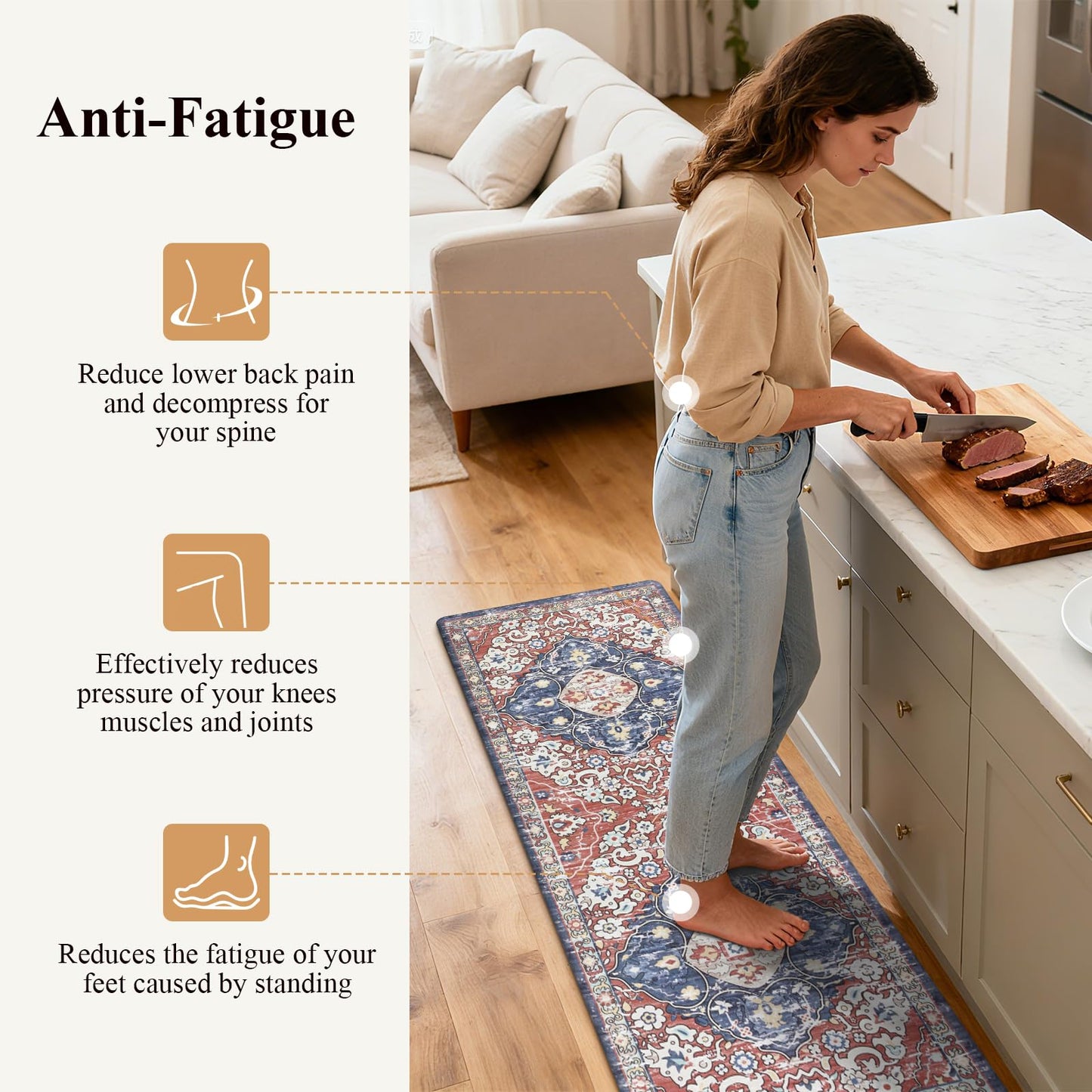 Ileading Anti Fatigue Kitchen Rugs Sets of 2 Cushioned Kitchen Mats for Floor Waterproof Kitchen Mat Set Non Slip Comfort Standing Mat for Kitchen, Office, Sink, Laundry