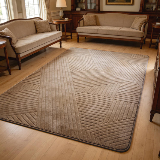 ZVFFDG Brown 5x7 Geometric Area Rug - Modern Geometric High-Low Pile Rugs for Living Room Bedroom, Washable Non-Slip, Textured Indoor Rugs for Nursery, Kids Room, Home Office