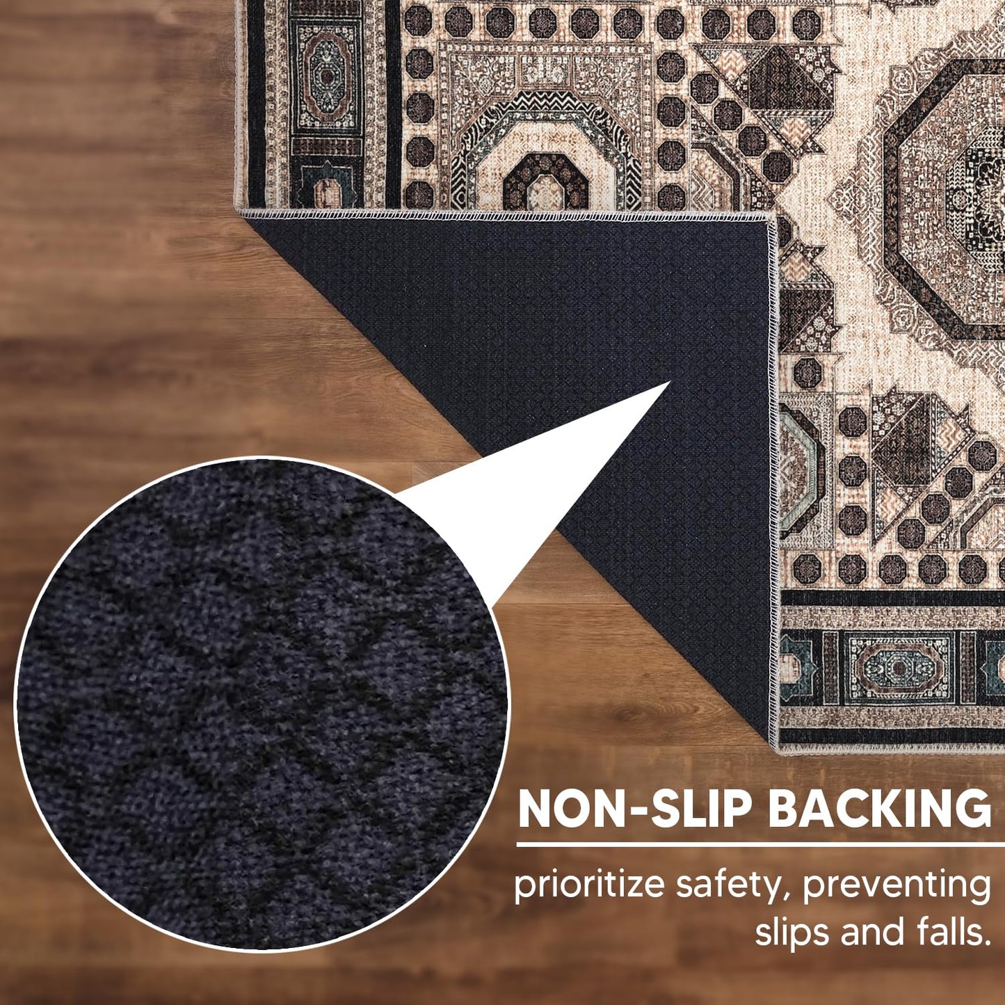 Keen Home Design 2x3 Rug - Machine Washable Entry Rug with Non-Slip Backing, Ideal for Enteryway, Kitchen, Bathroom, Laundry Room - Vintage, Easy Clean, Durable, Low Pile Rug - (2' x 3')