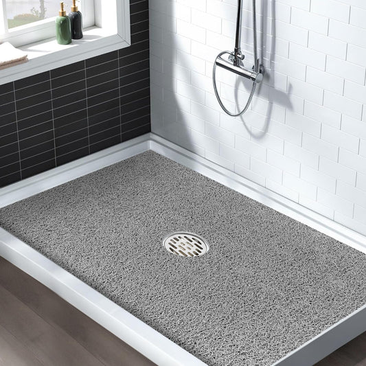 Extra Large Non Slip Shower Mat: 39.4x27.5 inch Loofah Shower Mat for Inside Shower with Drain Hole in Middle, Soft PVC Anti-Slip Shower Stall Mats for Bathroom,Wet Area, Quick Drying